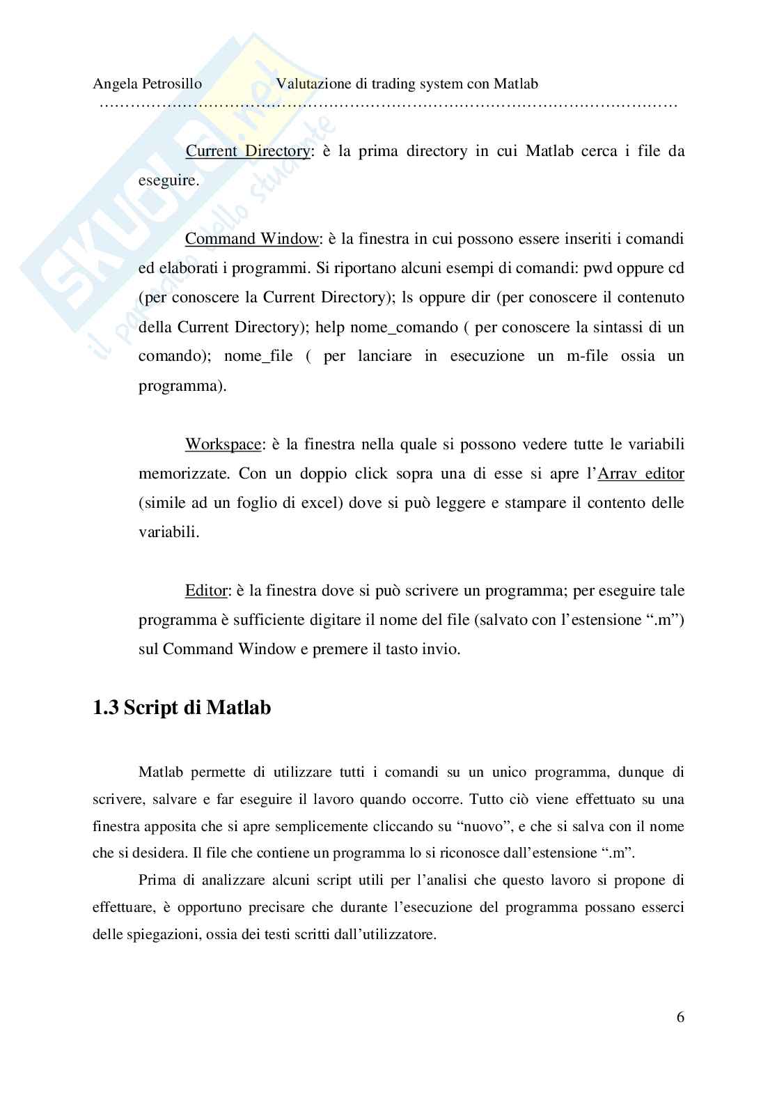 Valutazione di trading system con Matlab Pag. 6