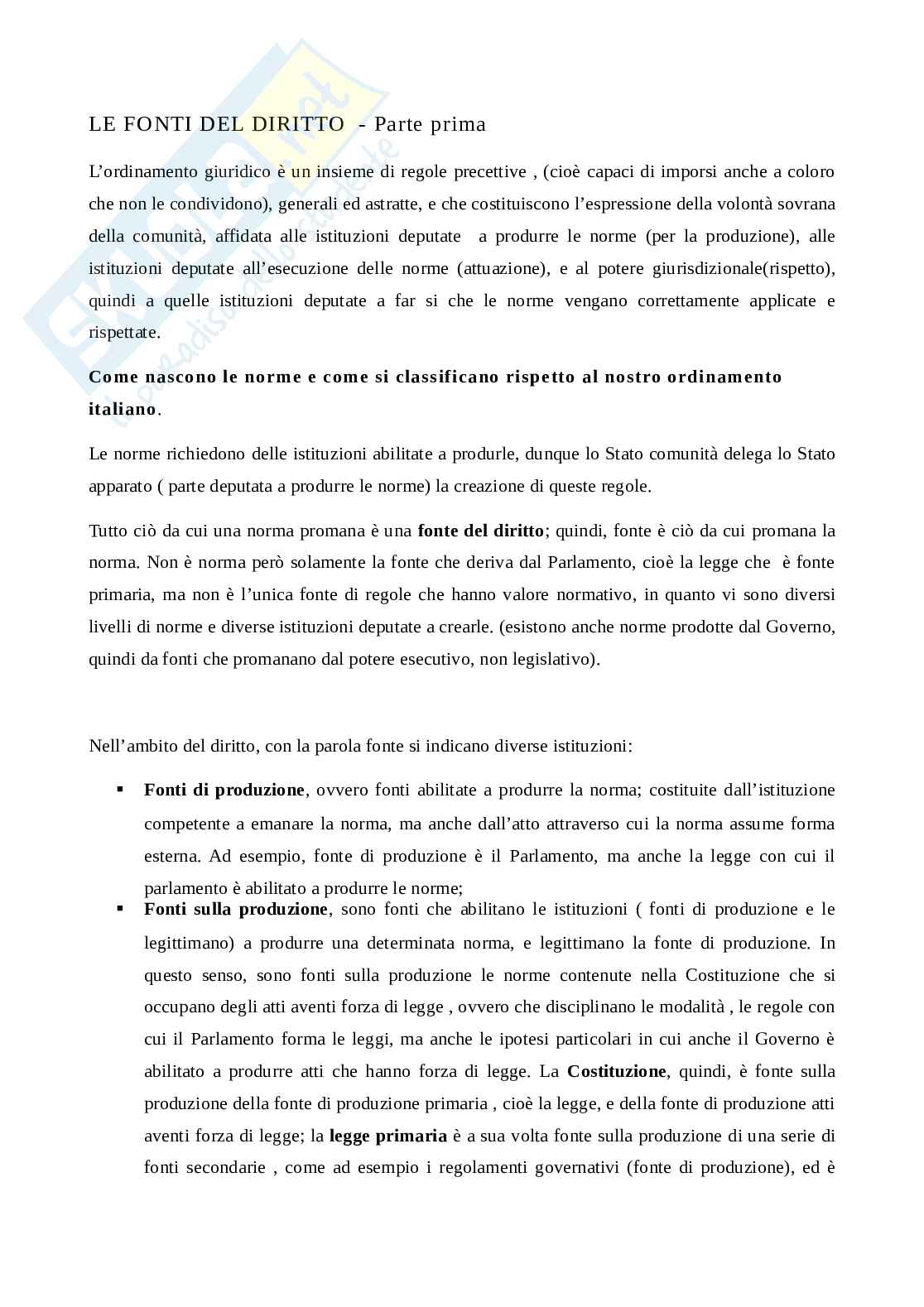 Fonti del diritto  Pag. 1