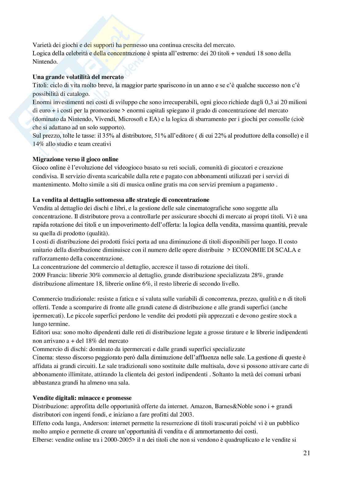 Riassunto esame Economia pubblica e della cultura, Prof. Borghesi Simone, libro consigliato L'economia della cultura ,  Benhamou  Pag. 21