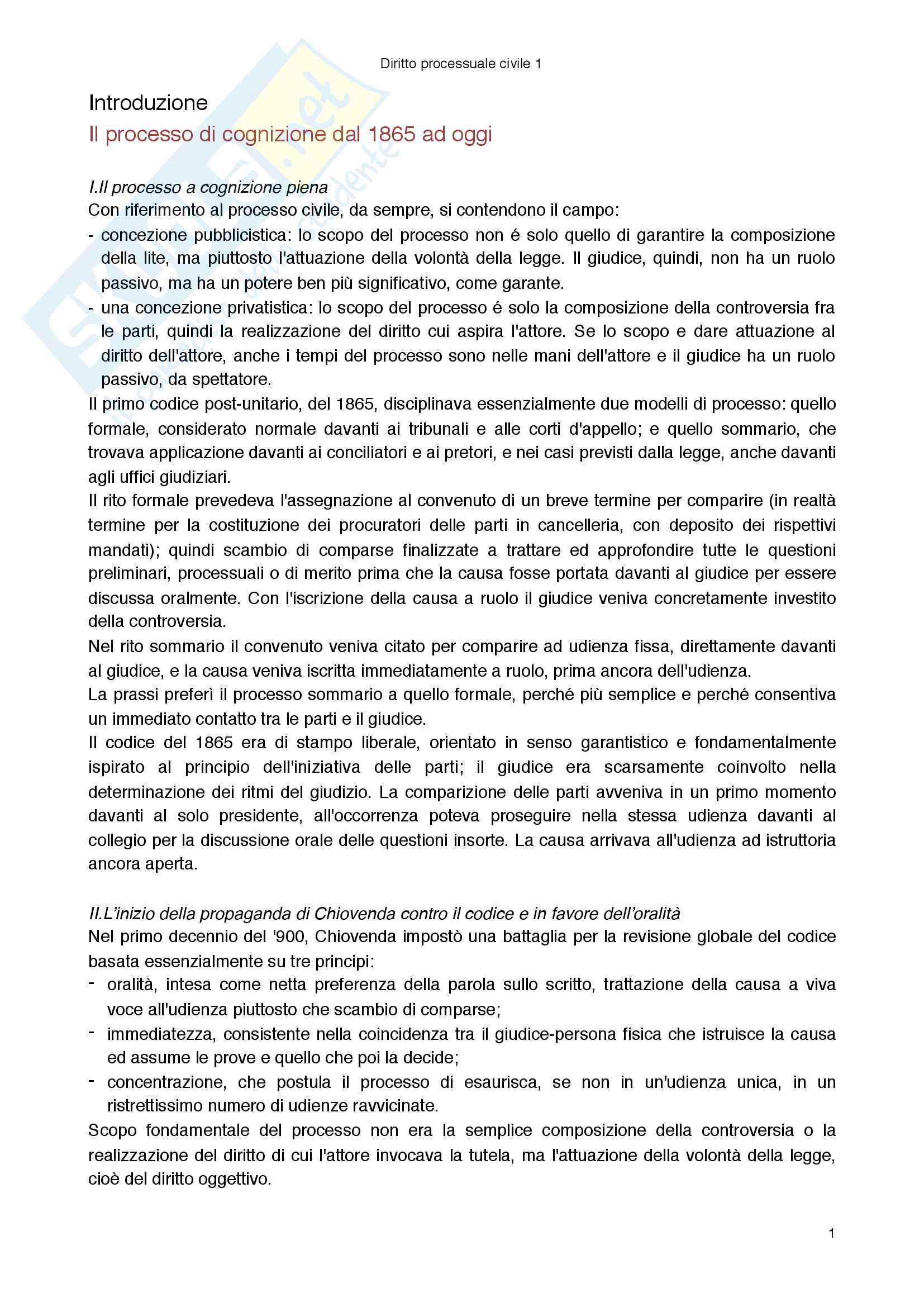 Riassunto esame di Procedura civile, prof Fabiani libro consigliato Diritto processuale civile, vol 2, Balena Pag. 1