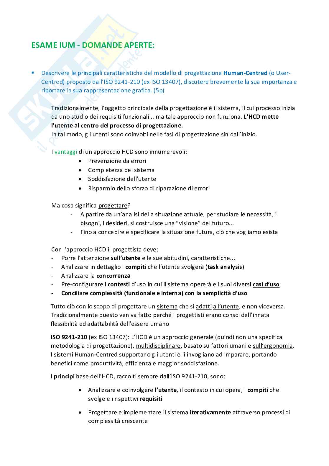 Domande esame Interazione uomo macchina Pag. 1