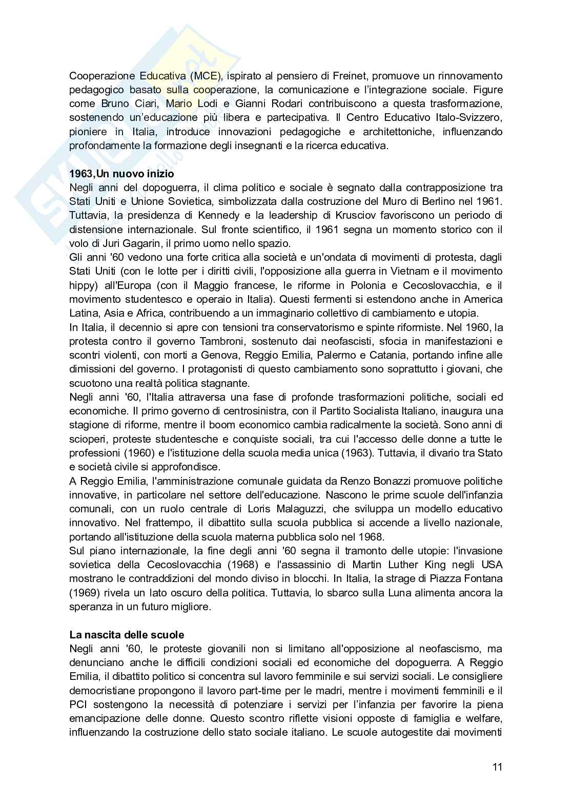 Riassunto esame L'approccio educativo di reggio nei servizi per l'infanzia, Prof. Iughetti Lorenzo, libro consigliato Una città, tanti bambini , Baldini, Cavallini, Vecchi Pag. 11