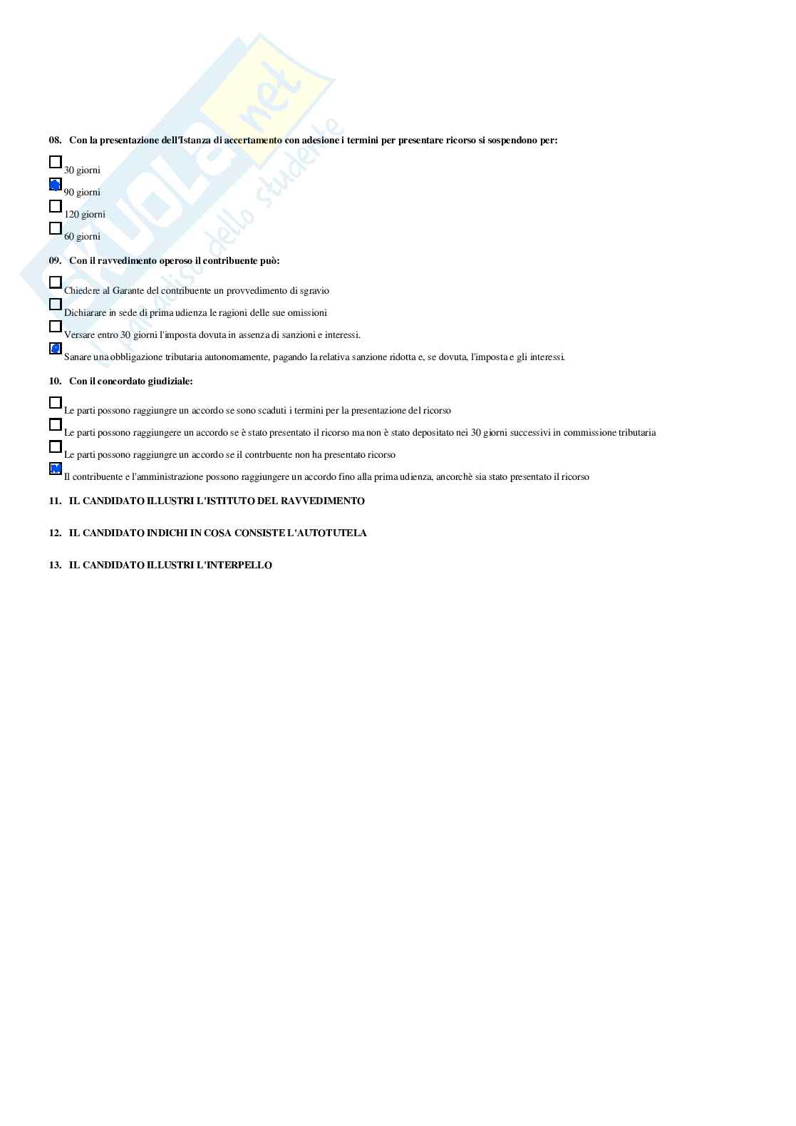 Diritto tributario – Paniere risposte chiuse completo – A.A. 2025/2026 Pag. 16