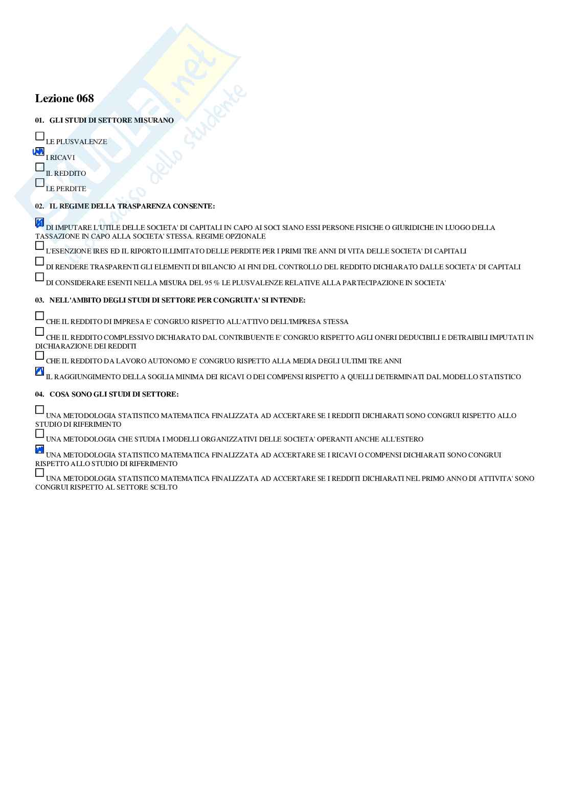 Diritto tributario – Paniere risposte chiuse completo – A.A. 2025/2026 Pag. 56