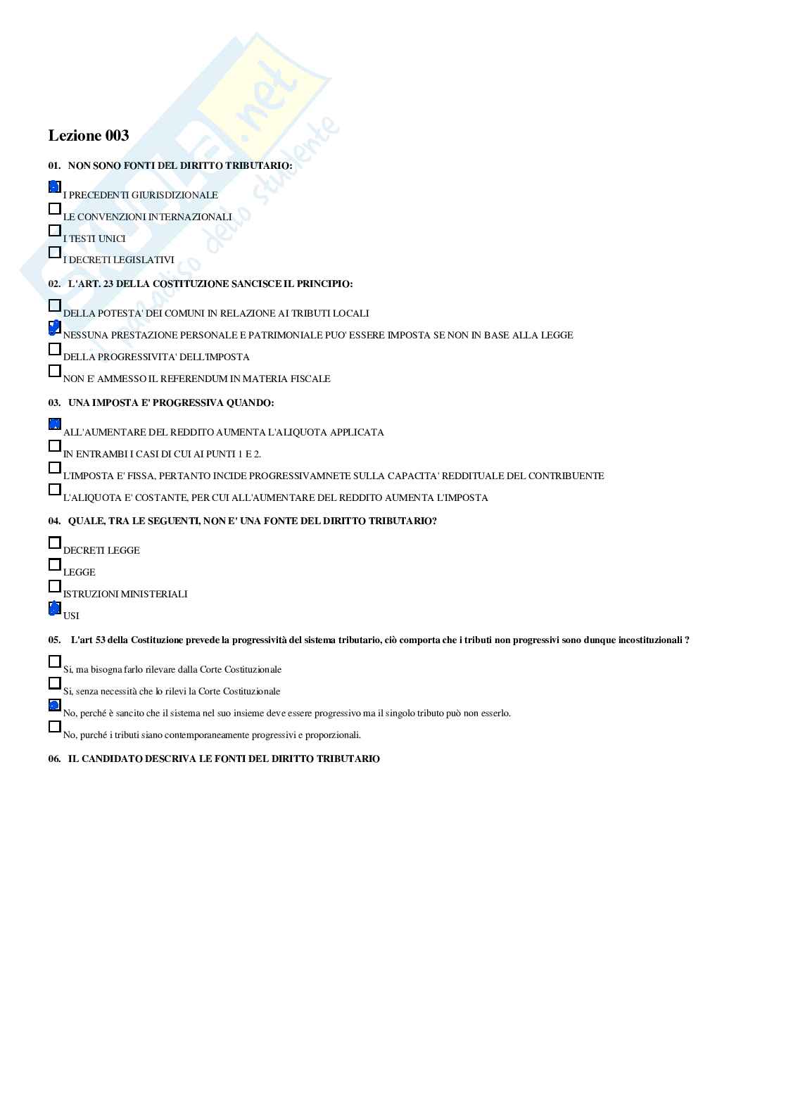 Diritto tributario – Paniere risposte chiuse completo – A.A. 2025/2026 Pag. 6