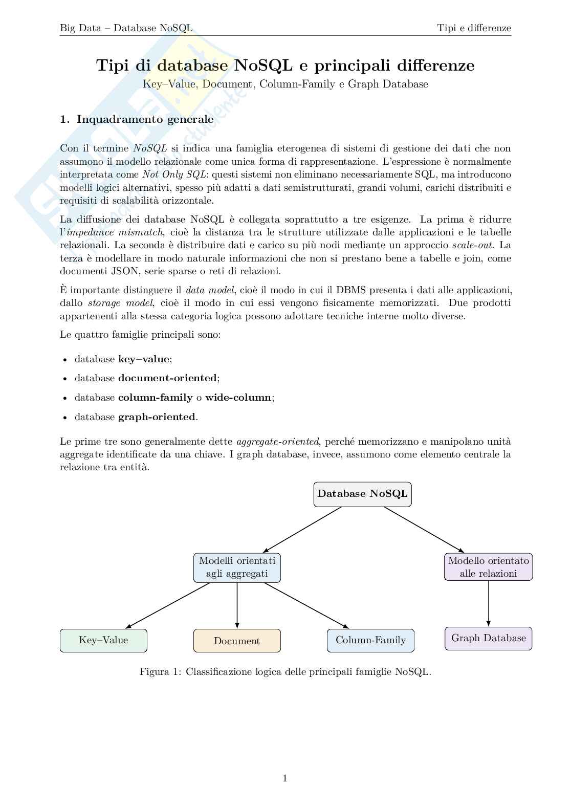 Tipi di database NoSQL e principali differenze Pag. 1