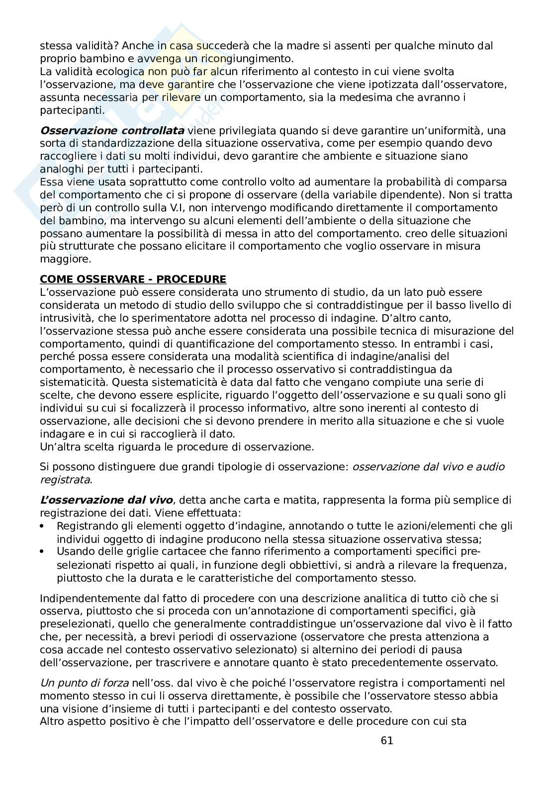 Metodi di ricerca e valutazione in psicologia dello sviluppo Pag. 61