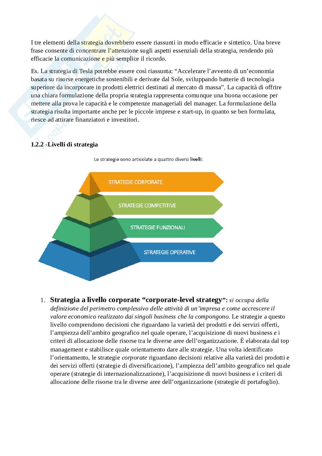 Appunti elaborazione propria Strategia e Politica Aziendale Pag. 6