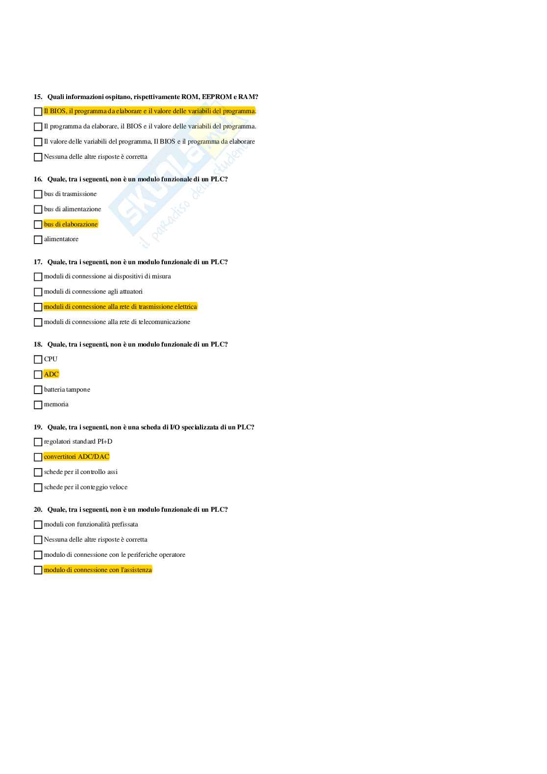 Paniere sistemi di controllo distribuiti - risposte multiple Pag. 51