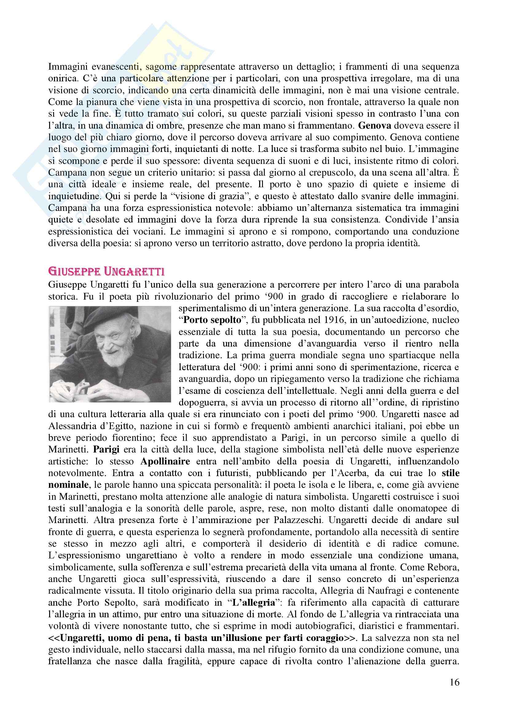 Problemi e testi della letteratura del Novecento - Appunti Pag. 16