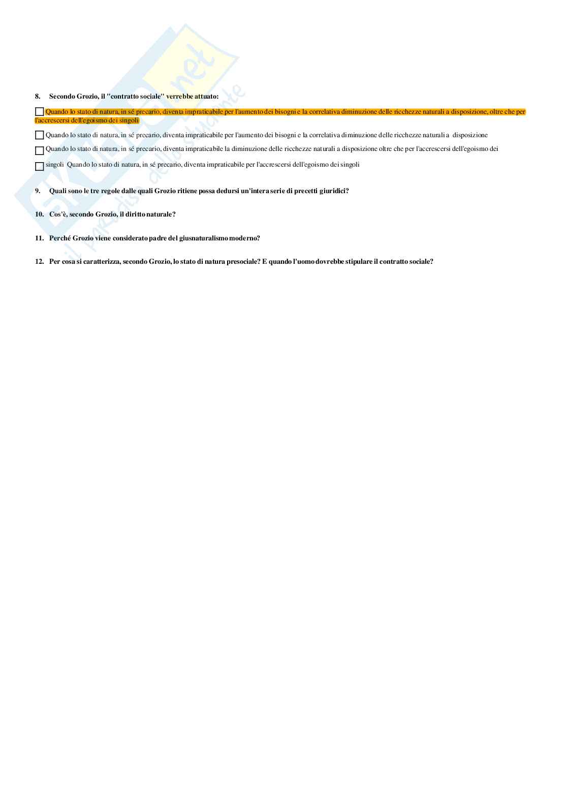 paniere di storia del diritto medievale e moderno - risposte multiple Pag. 76