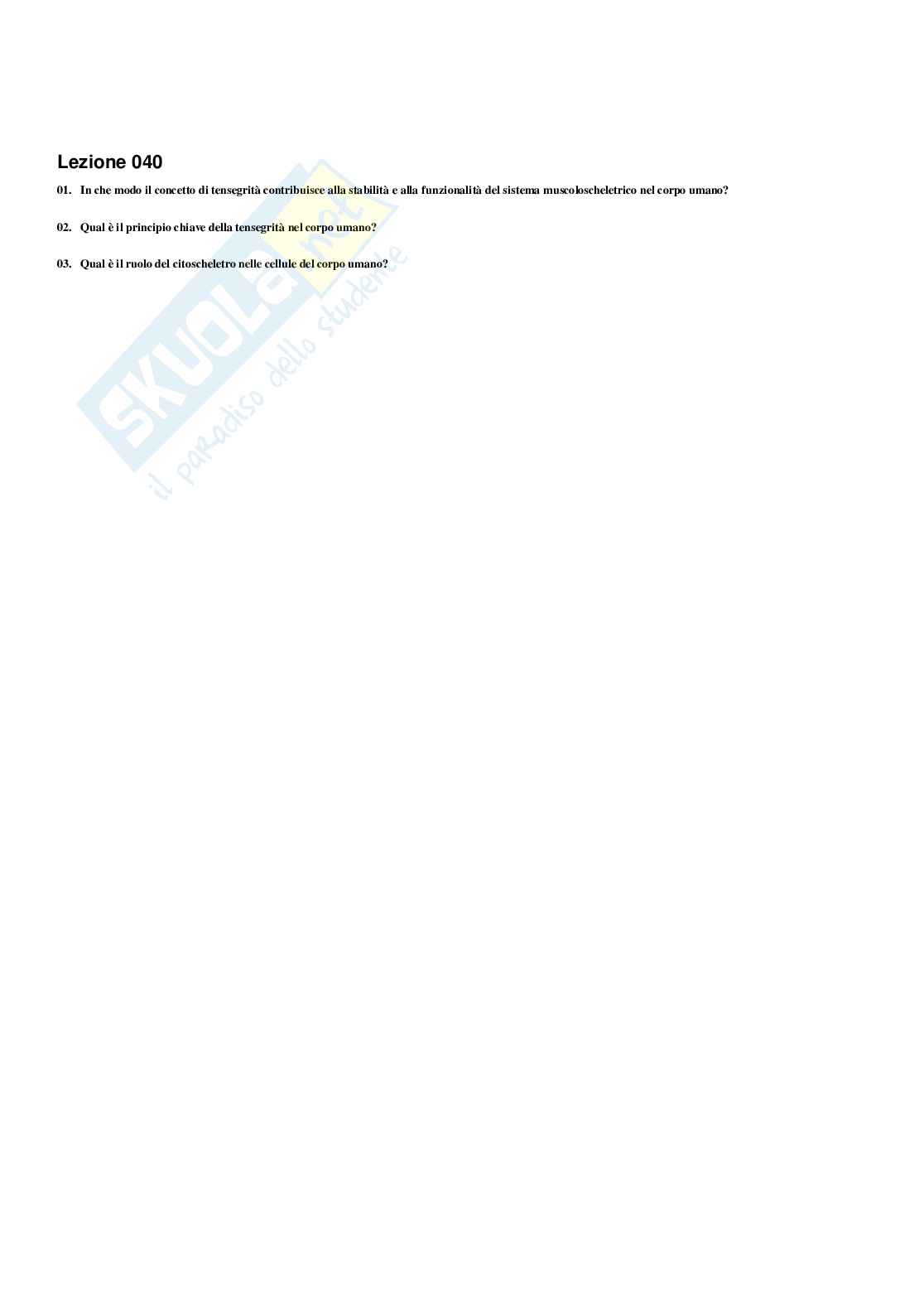 Paniere Ergonomia dell'esercizio fisico (2026) - Risposte multiple corrette Pag. 41