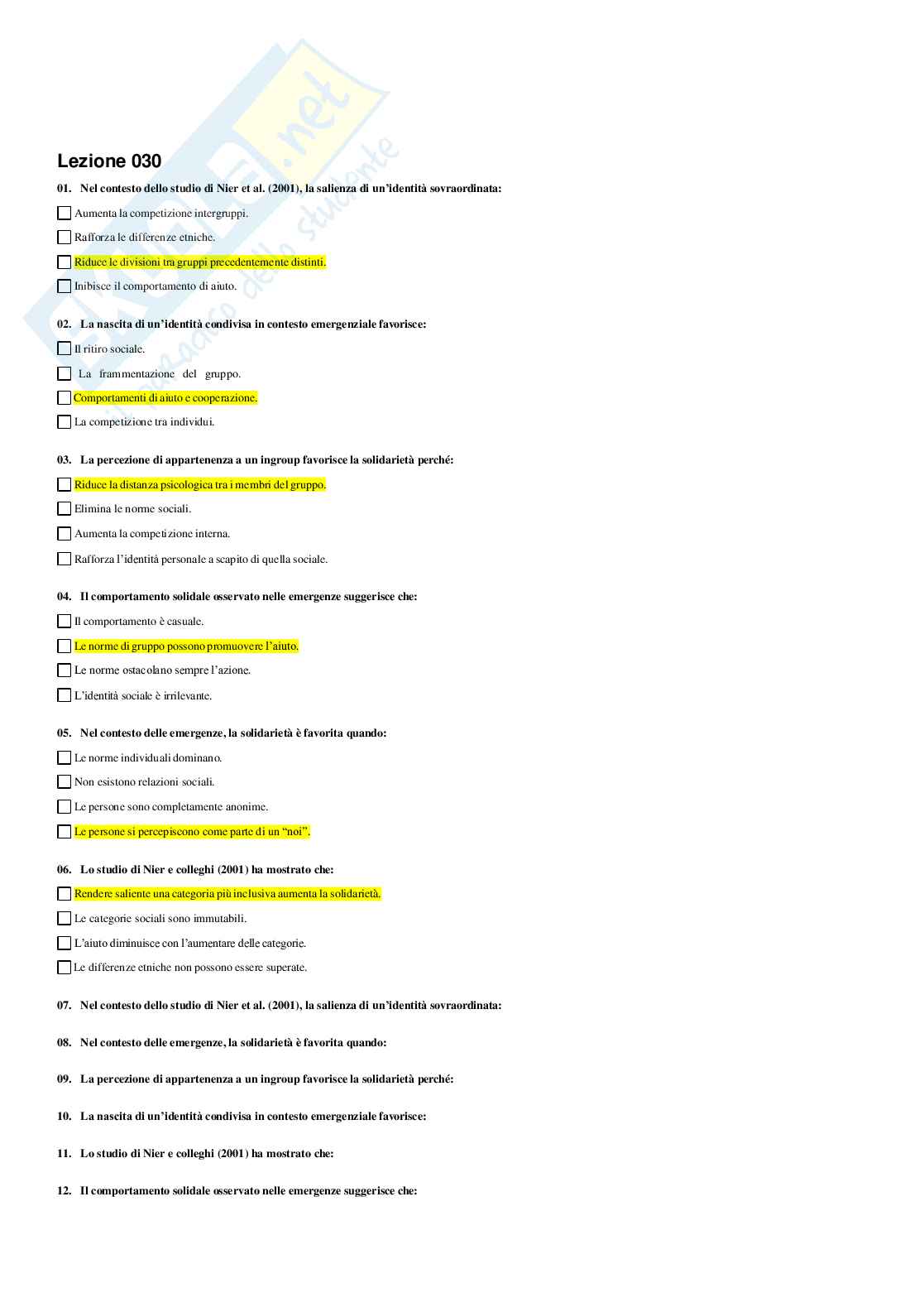 Paniere Psicologia dei gruppi e di comunità Pag. 31