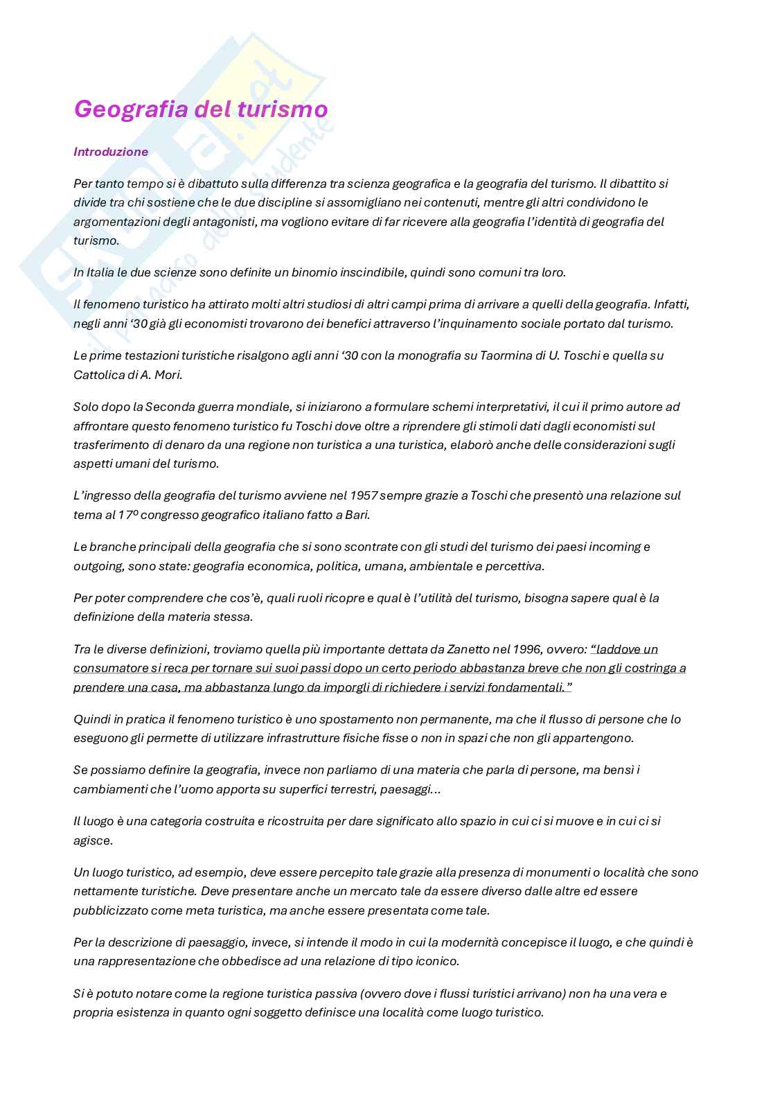 Appunti di Geografia del turismo Pag. 1