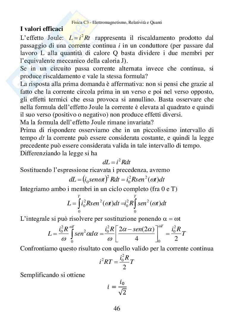 Fisica C3, Elettromagnetismo, relatività e quanti Pag. 46