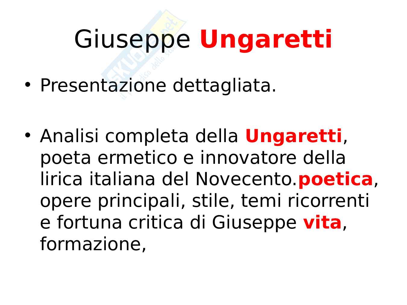 Giuseppe Ungaretti – Ermetismo, parola essenziale e poesia della guerra Pag. 1