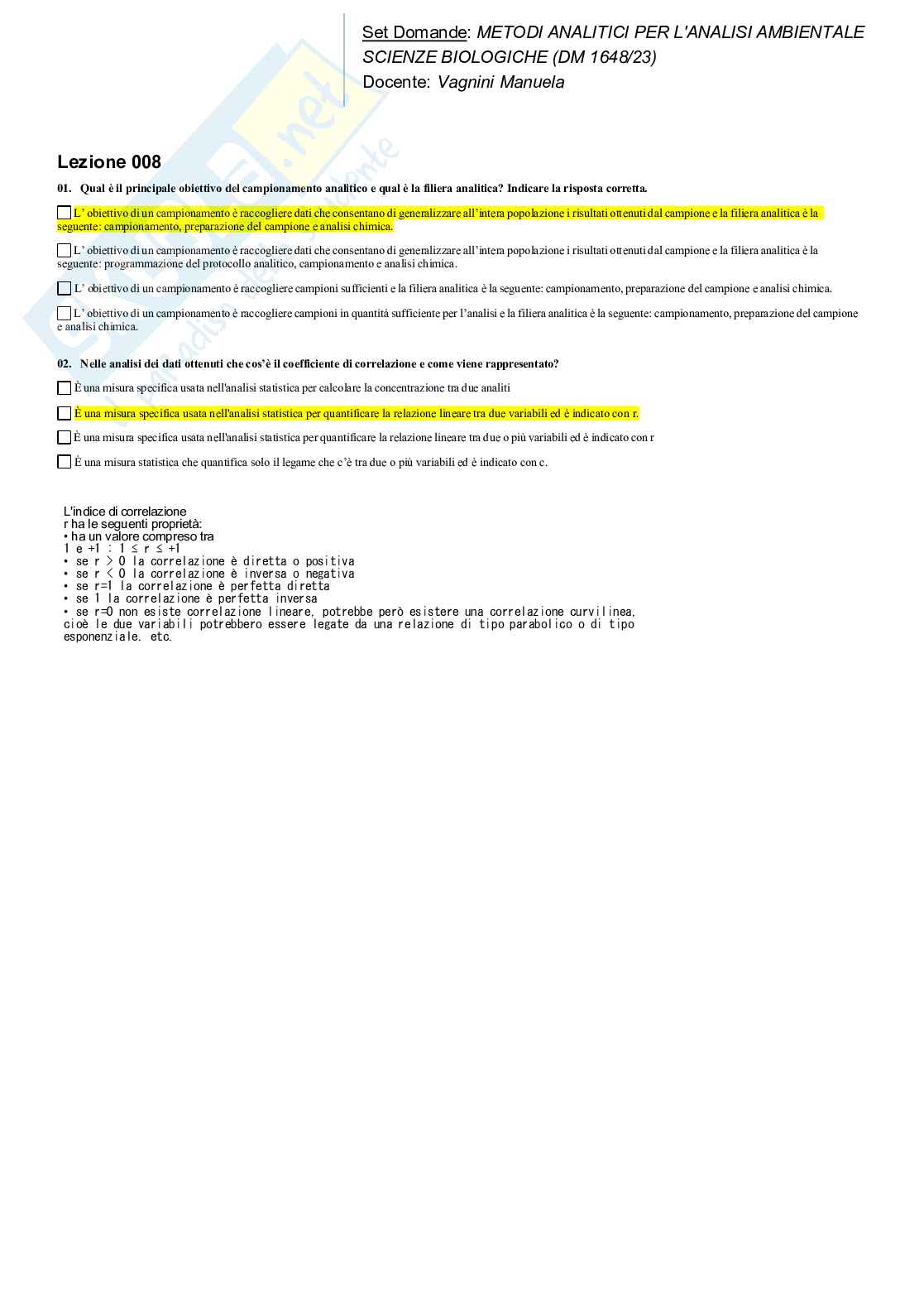 Paniere Metodi analitici per l'analisi ambientale Pag. 11