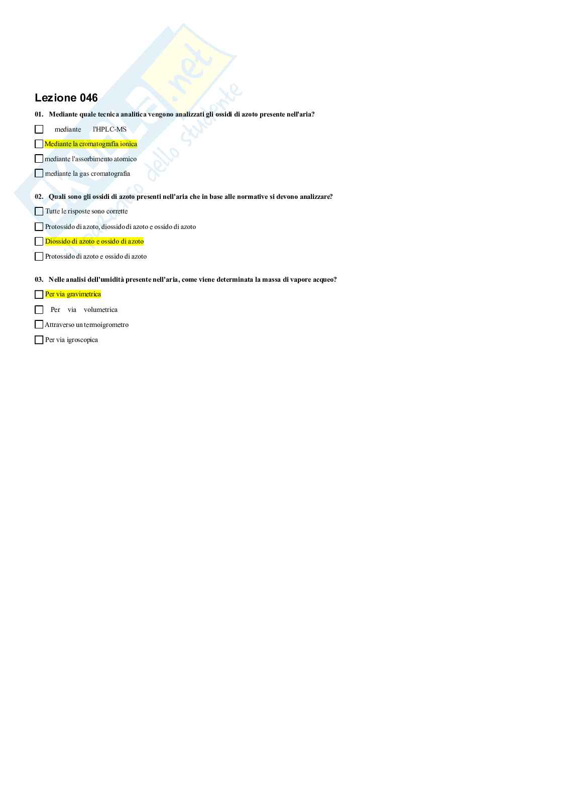 Paniere Metodi analitici per l'analisi ambientale Pag. 36