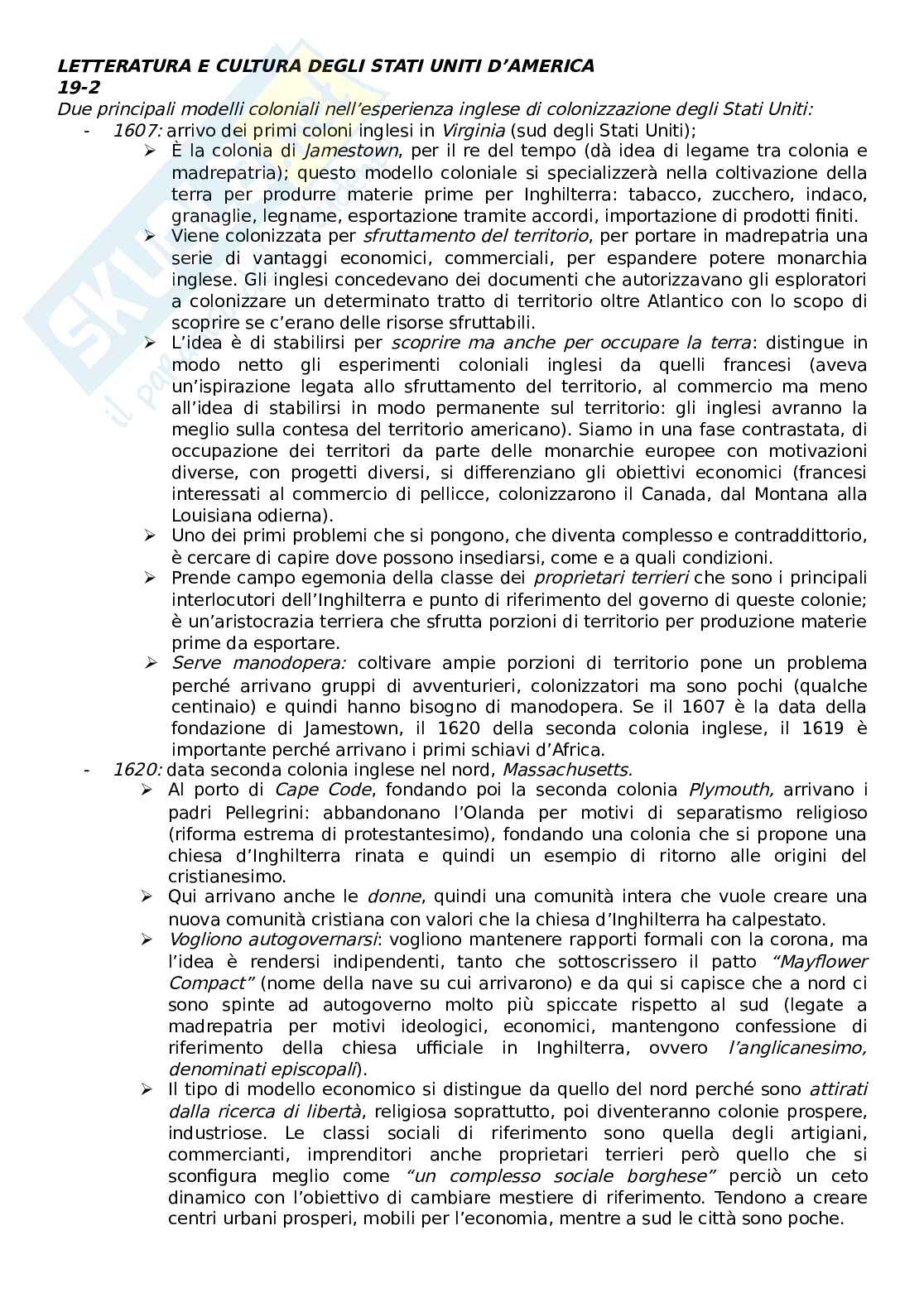 Letteratura degli Stati Uniti d'America Pag. 1