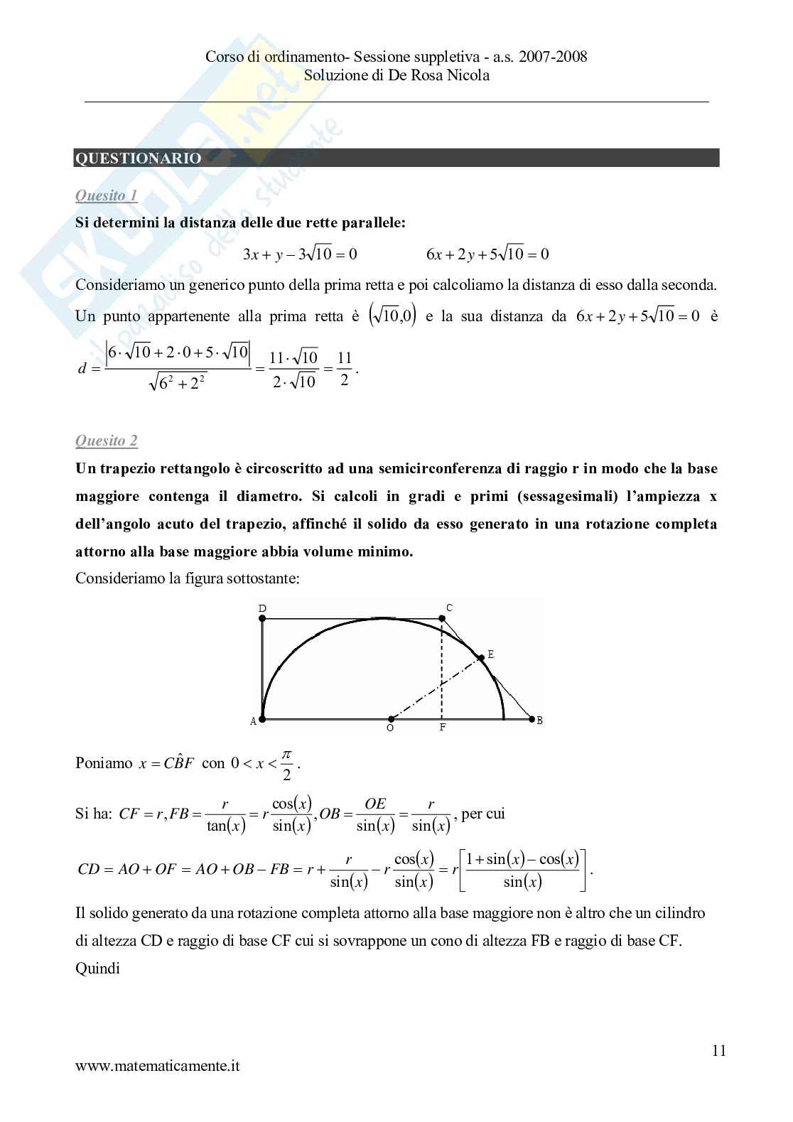 2008 - Liceo scientifico di ordinamento, prova suppletiva Pag. 11