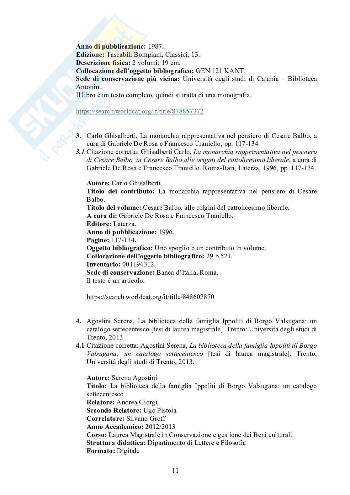Esercitazione obbligatoria del Laboratorio di ricerca bibliografica Pag. 11