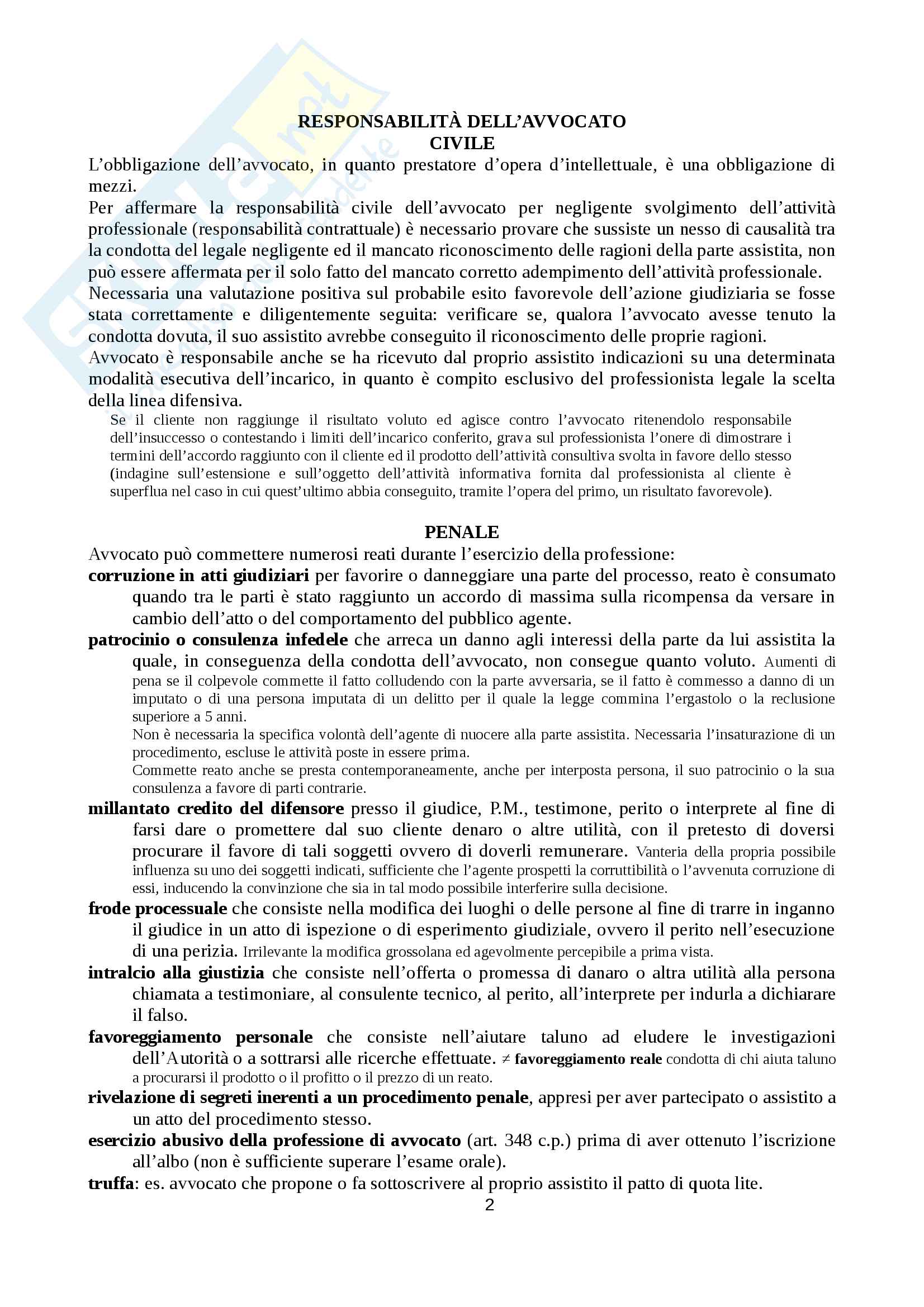 Ordinamento e deontologia forense Esame da Avvocato Pag. 2