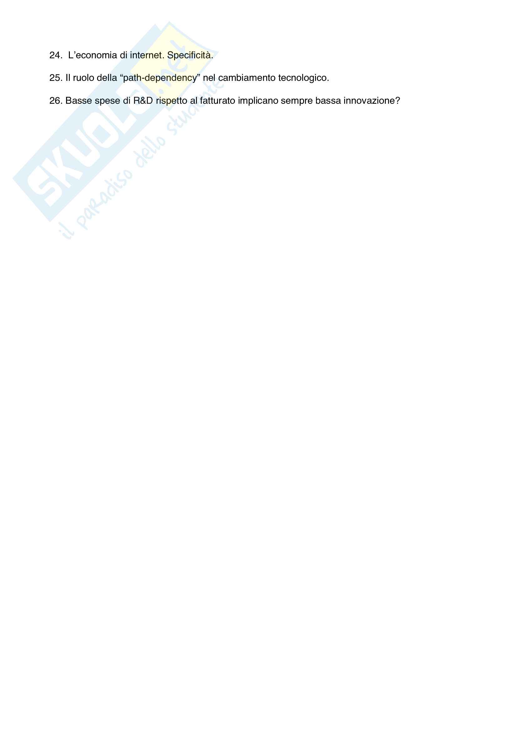 Domande Economia dell'Innovazione Pag. 2
