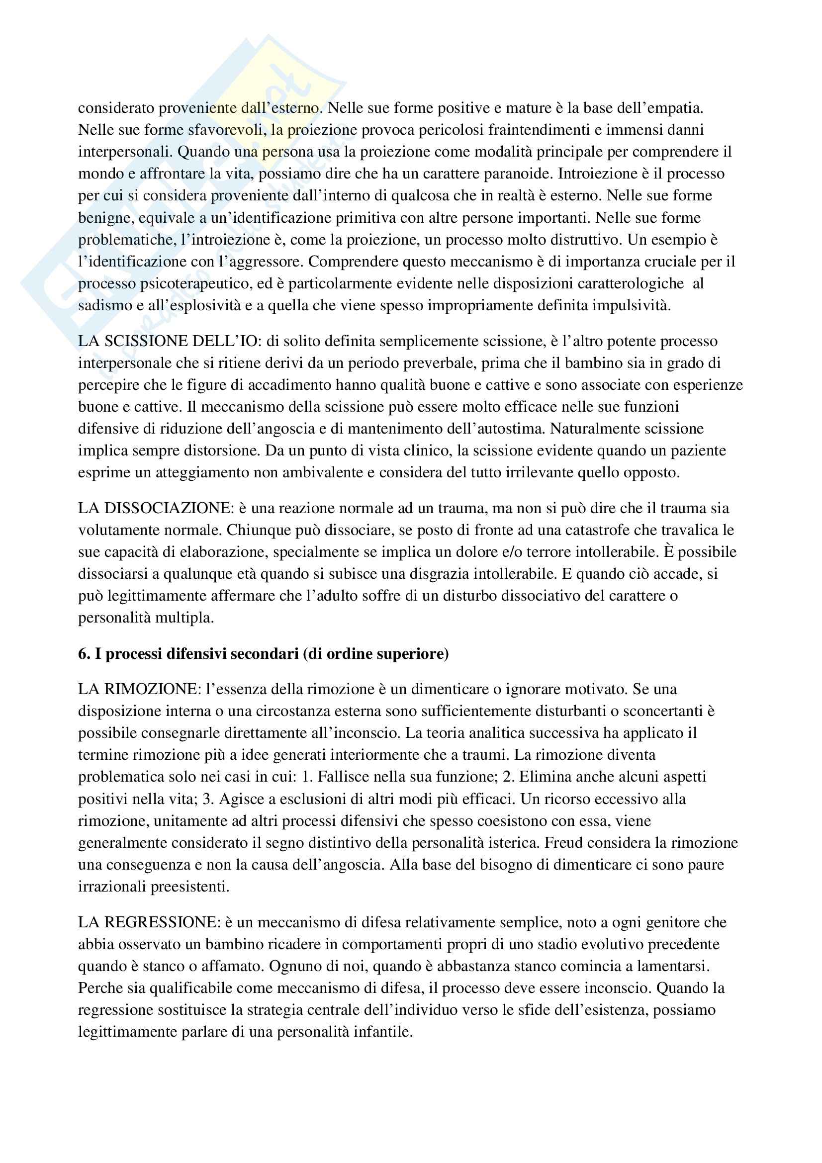 Riassunto esame Psichiatria dinamica, prof. Cedro, libro consigliato La diagnosi psicoanalitica, McWilliams Pag. 11