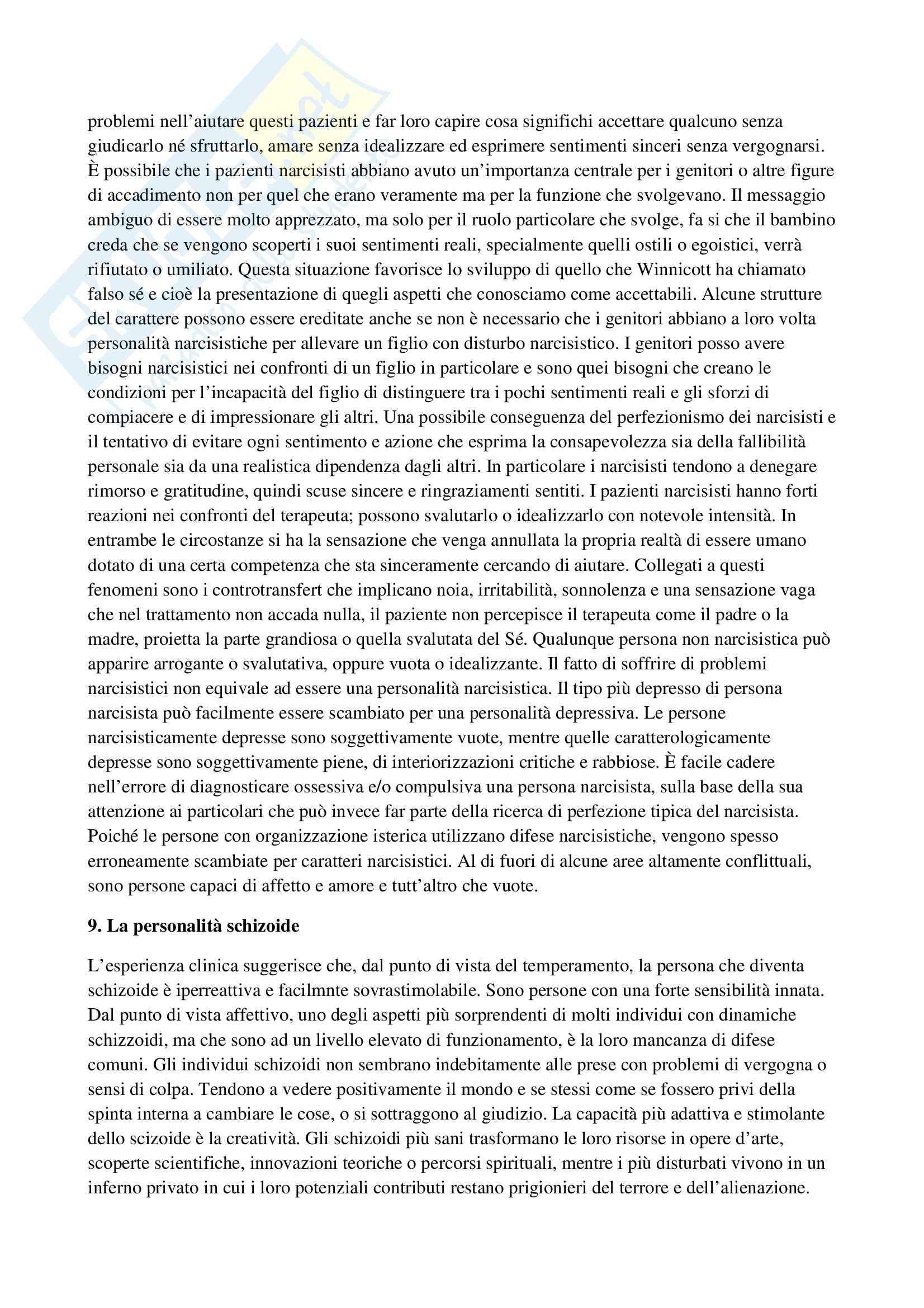 Riassunto esame Psichiatria dinamica, prof. Cedro, libro consigliato La diagnosi psicoanalitica, McWilliams Pag. 16