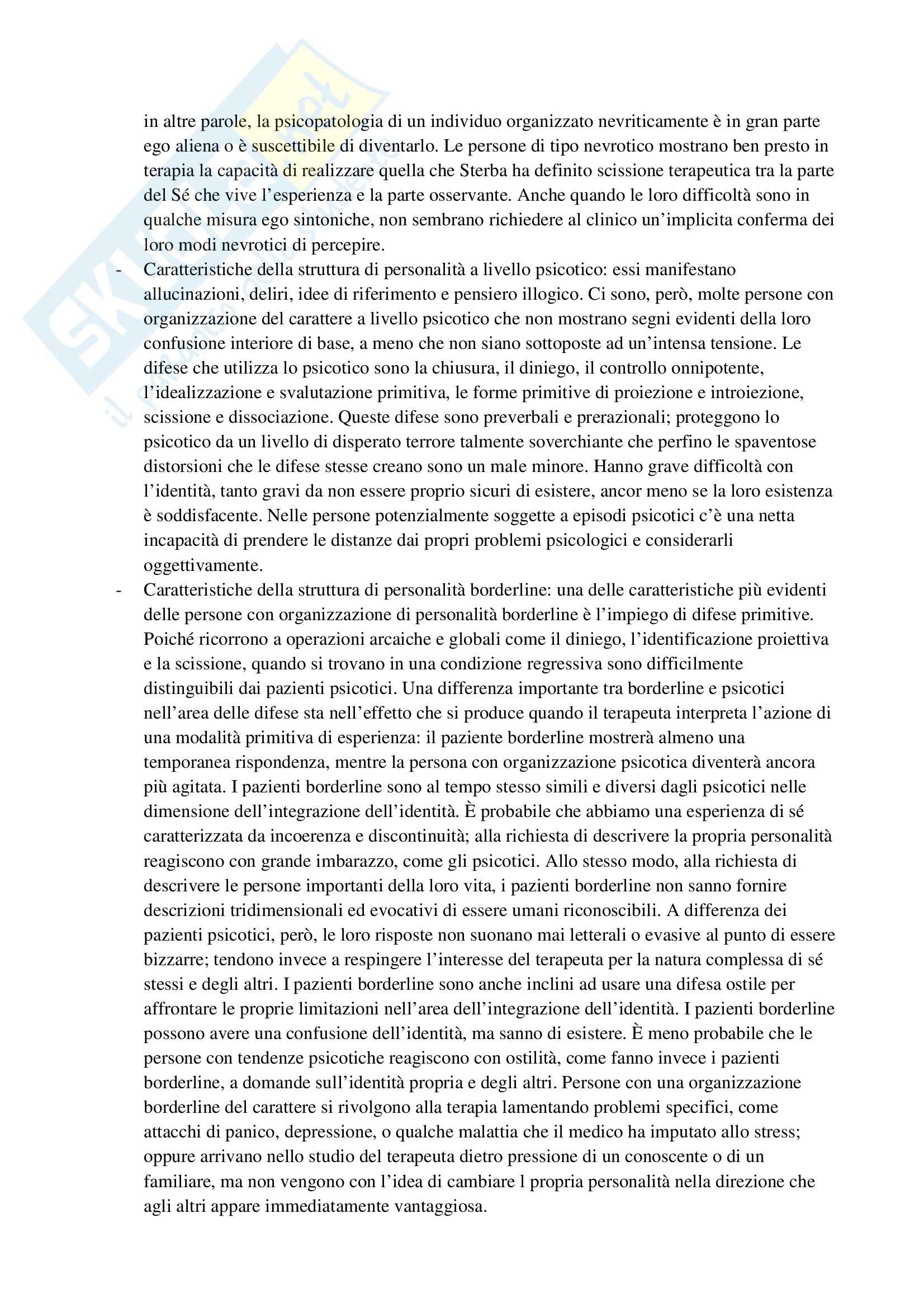 Riassunto esame Psichiatria dinamica, prof. Cedro, libro consigliato La diagnosi psicoanalitica, McWilliams Pag. 6