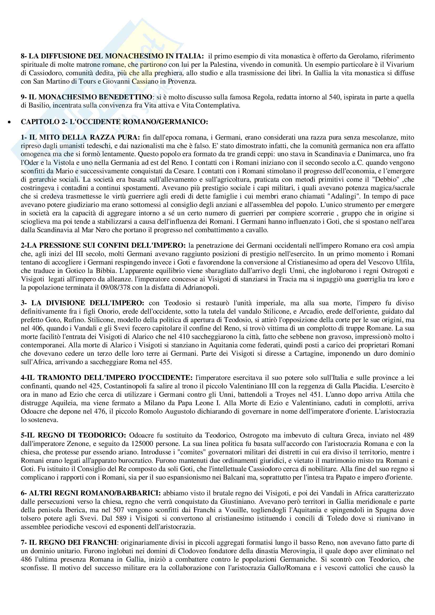 Riassunto esame Storia, prof. Benvenuti, libro consigliato Medioevo, Vitolo Pag. 2