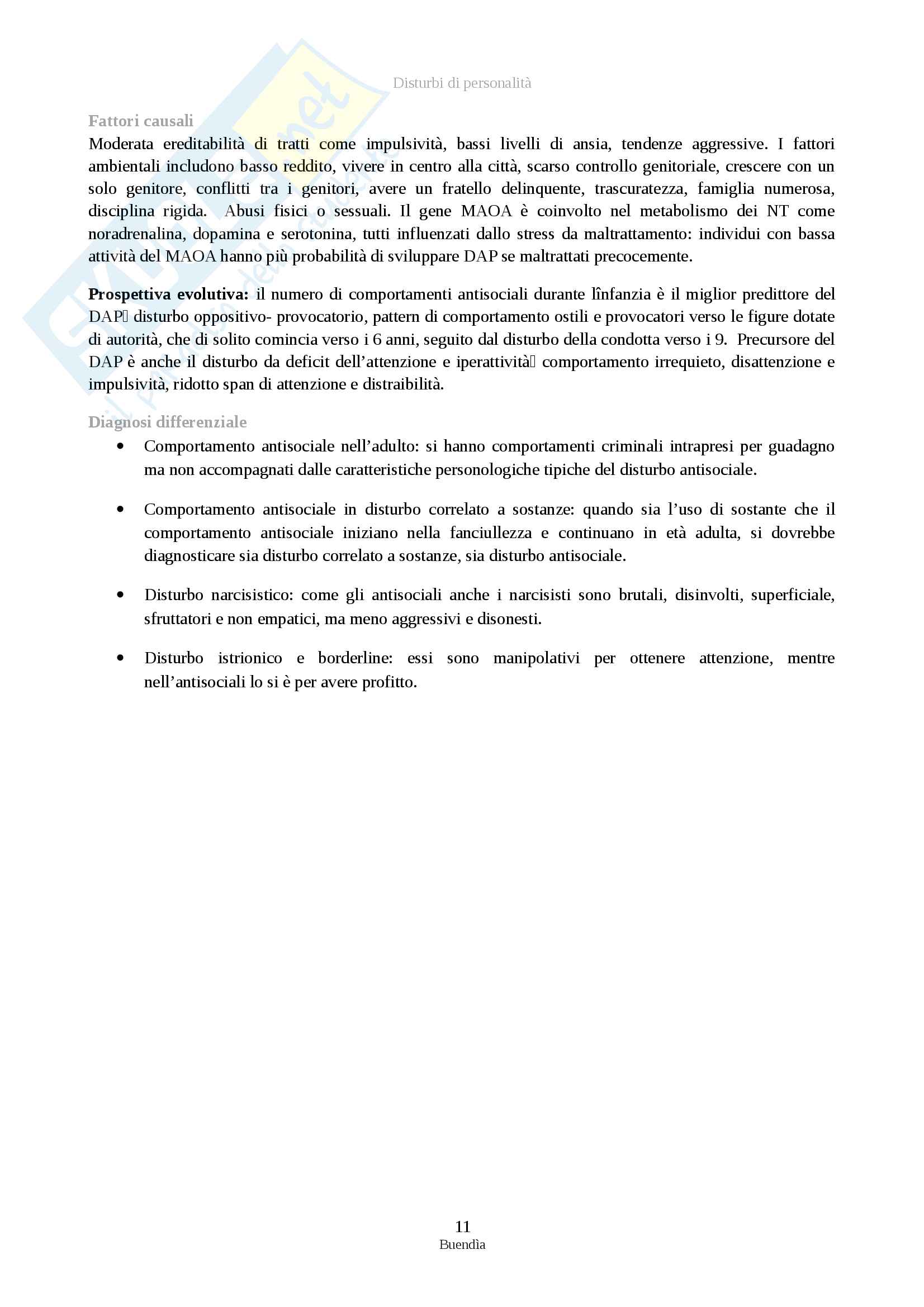 Riassunto esame Psicologia clinica, prof. Prunas, libro consigliato Psicopatologia e psicologia clinica, Hooley - I disturbi di personalità Pag. 11