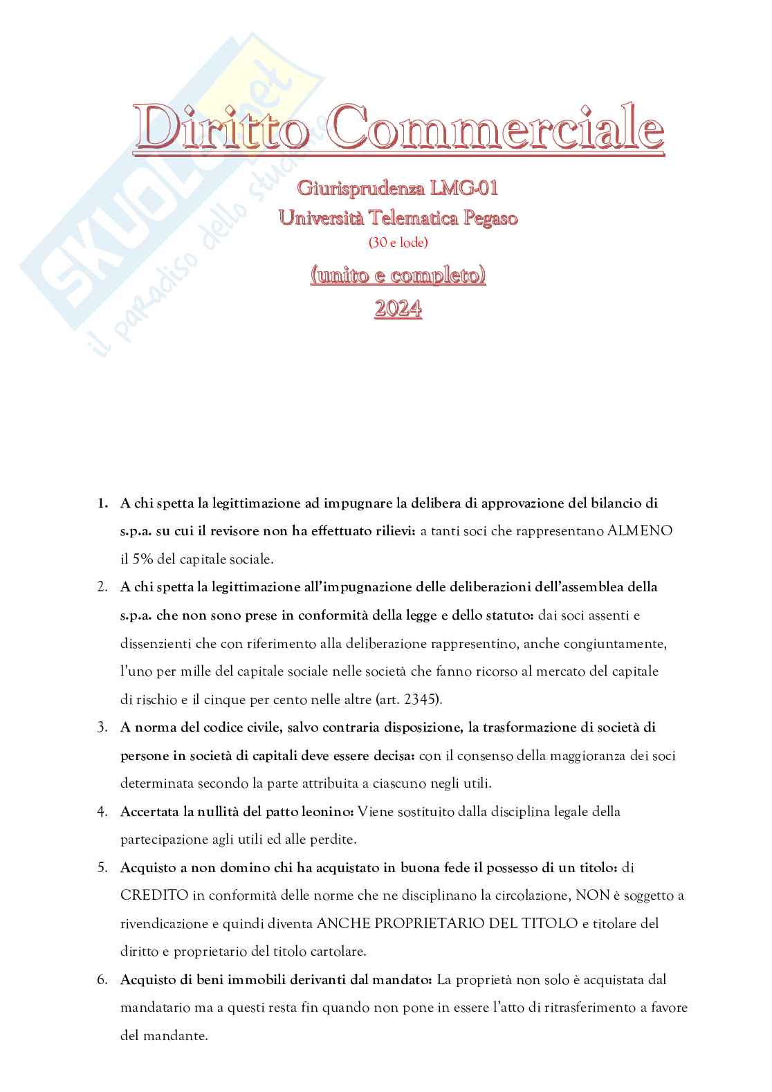 Diritto commerciale Pag. 1