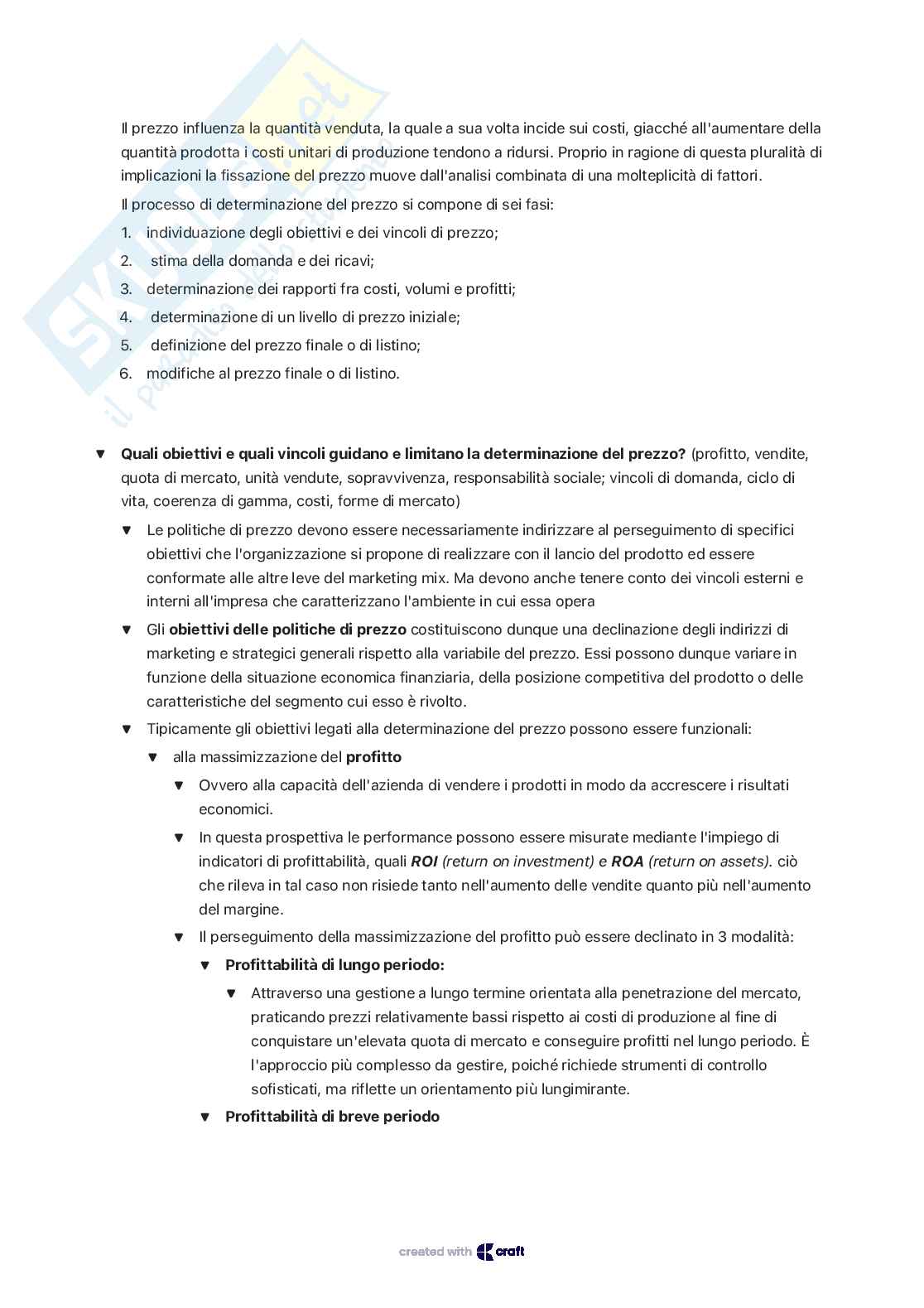 Appunti di Marketing sulla variabile prezzo Pag. 2