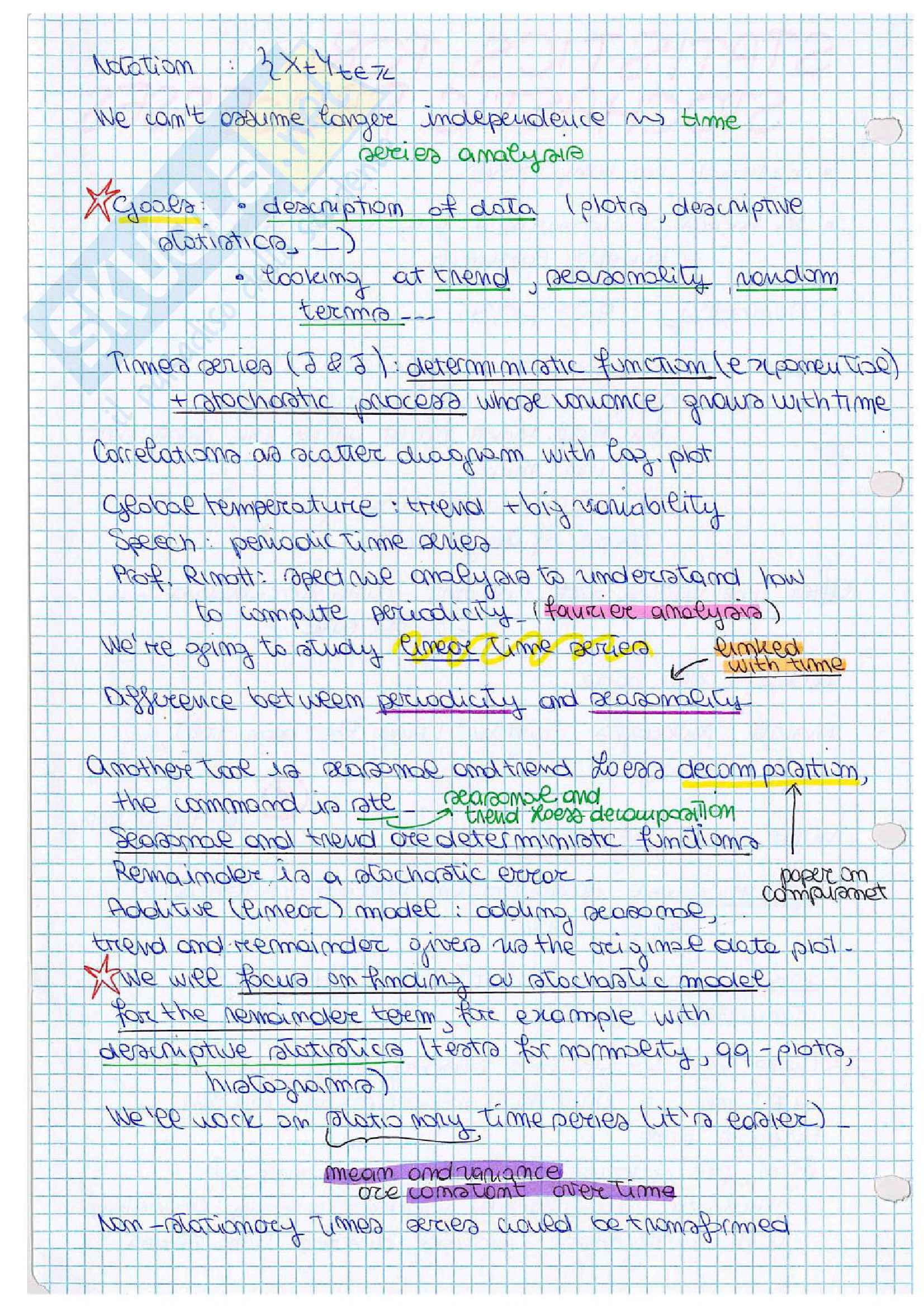 Statistics for stochastic processes Pag. 2