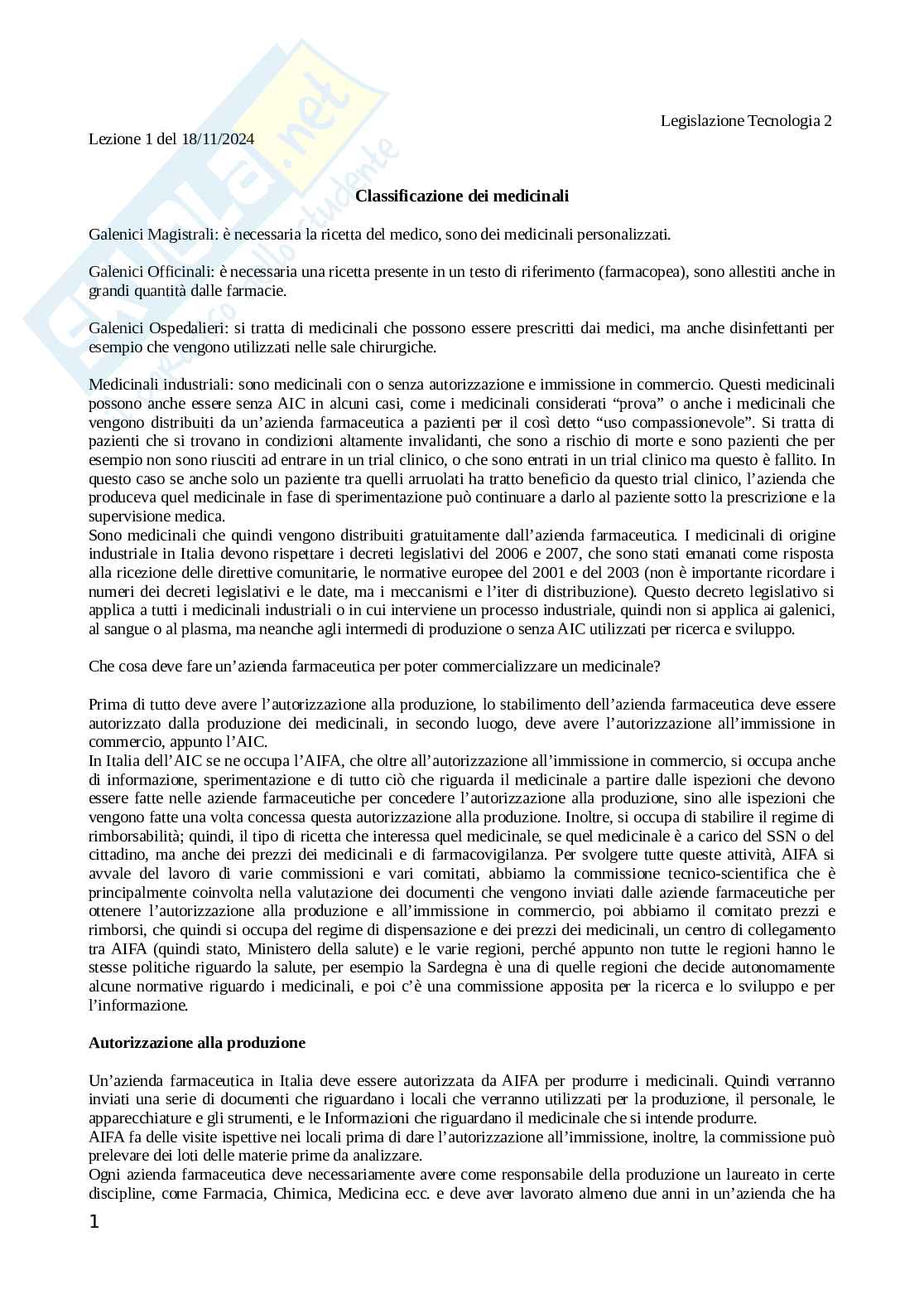 Tecnologia e legislazione farmaceutica 2 e laboratorio di preparazioni fitoterapiche Pag. 1