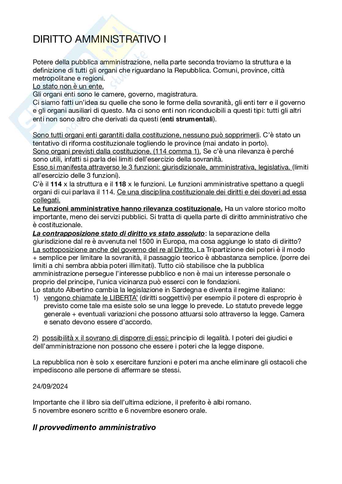Appunti Diritto amministrativo Pag. 1
