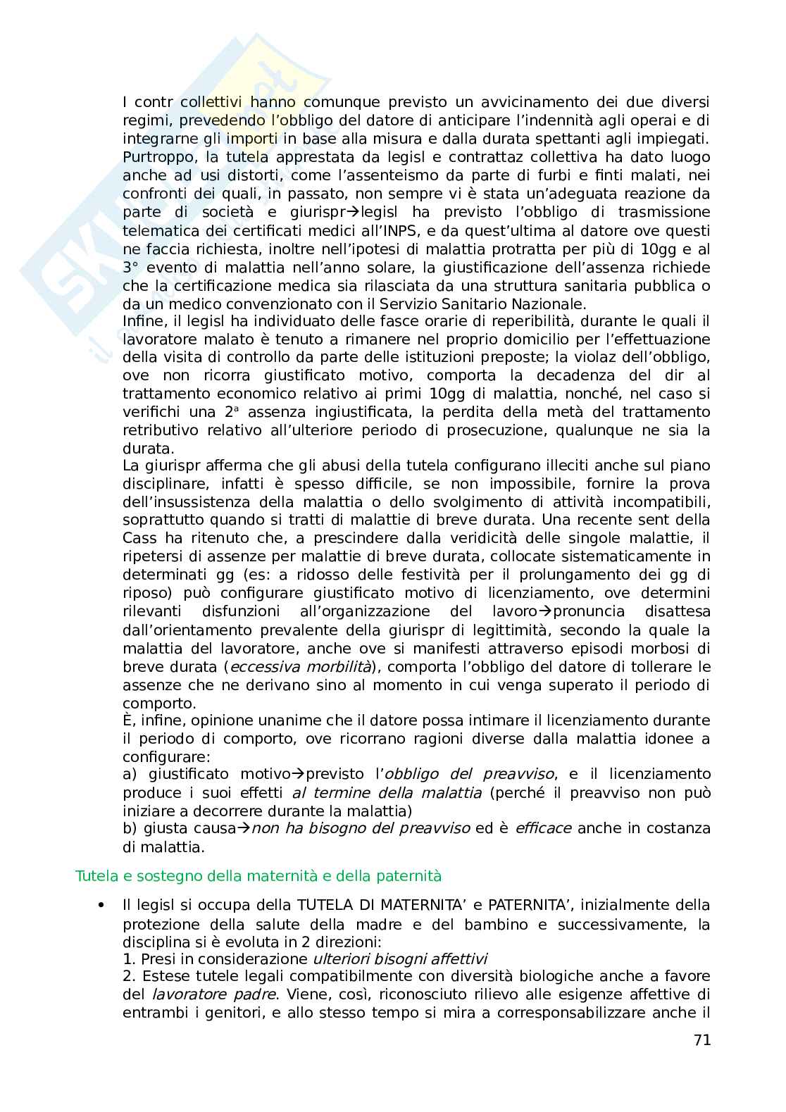 Riassunto esame Diritto del lavoro, prof Proia, libro consigliato Manuale di diritto del lavoro, Proia Pag. 71