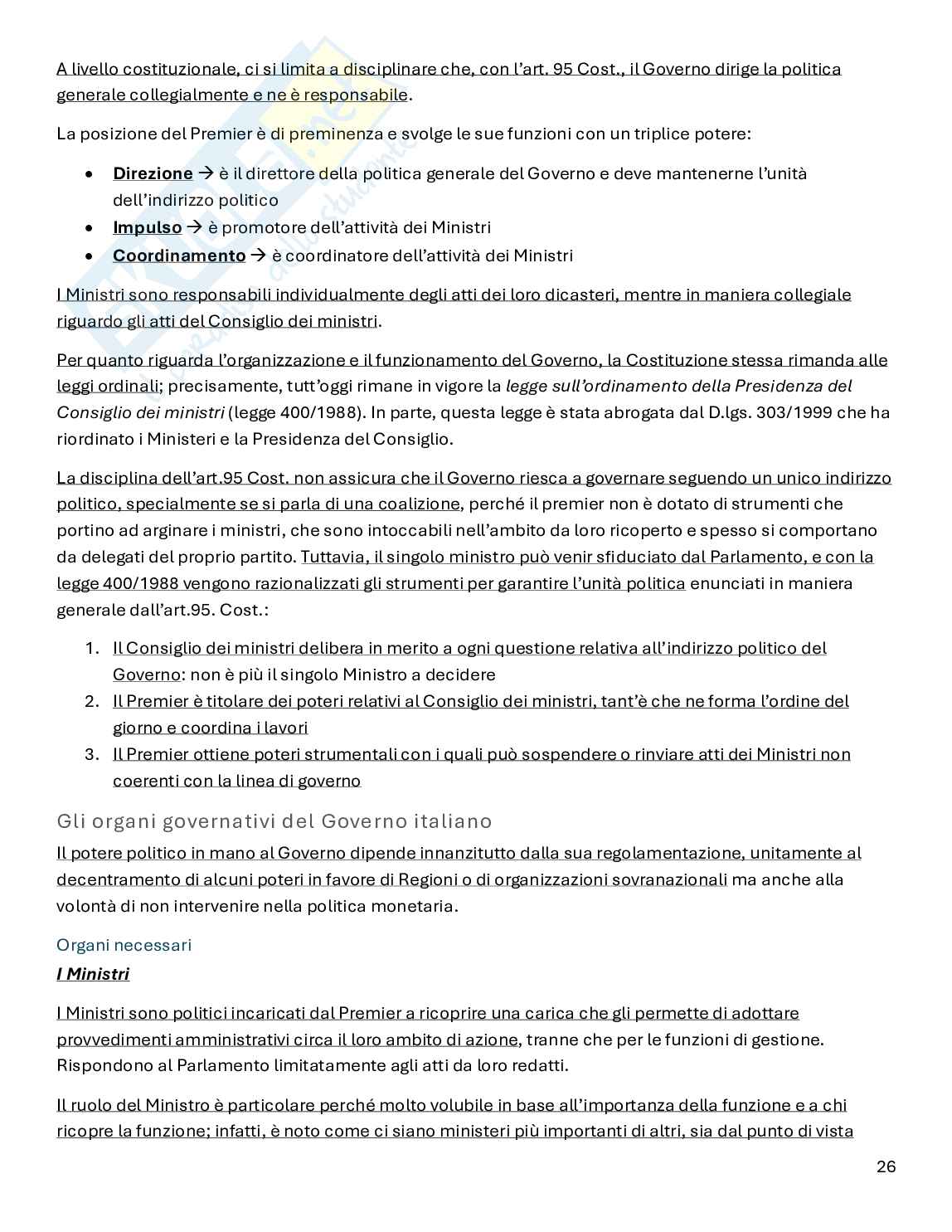 Riassunto esame Diritto pubblico, Prof. Carboni Giuliana, libro consigliato Diritto pubblico (23° edizione), Bin, Pitruzzella Pag. 26