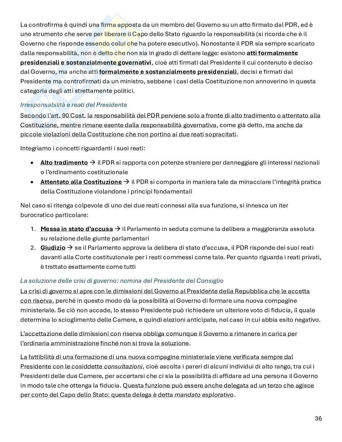 Riassunto esame Diritto pubblico, Prof. Carboni Giuliana, libro consigliato Diritto pubblico (23° edizione), Bin, Pitruzzella Pag. 36
