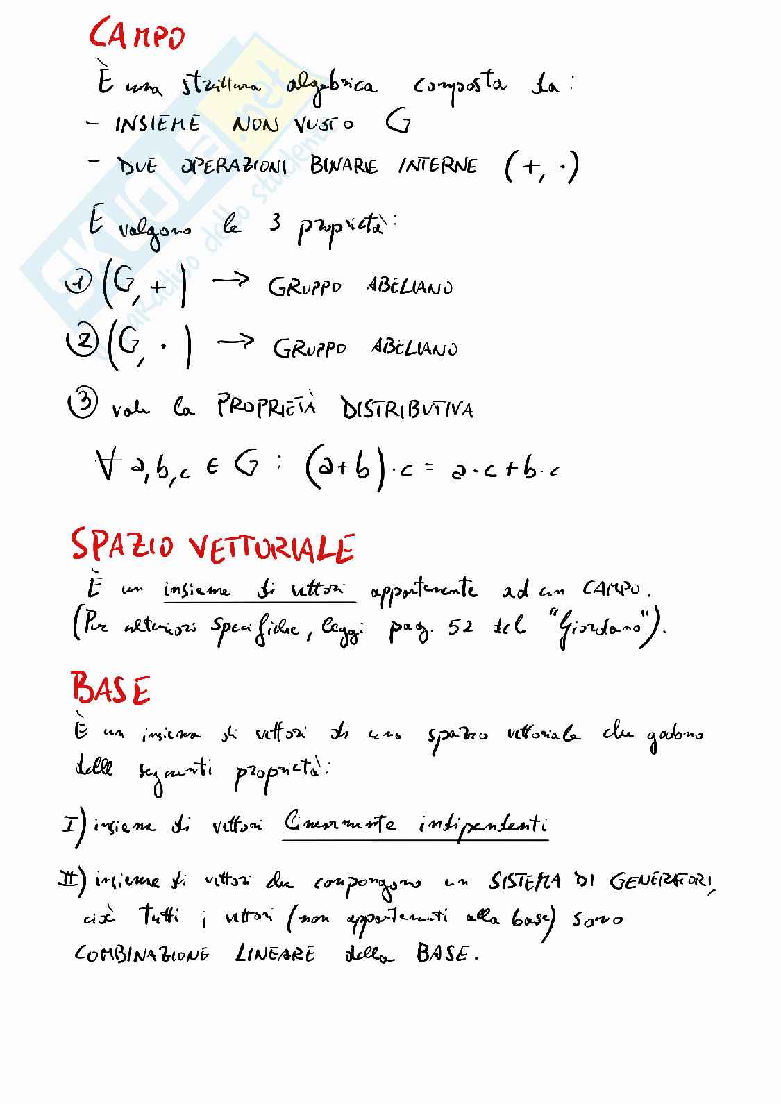 Ripasso concetti principali e interpretazione grafica di Geometria e algebra lineare Pag. 2