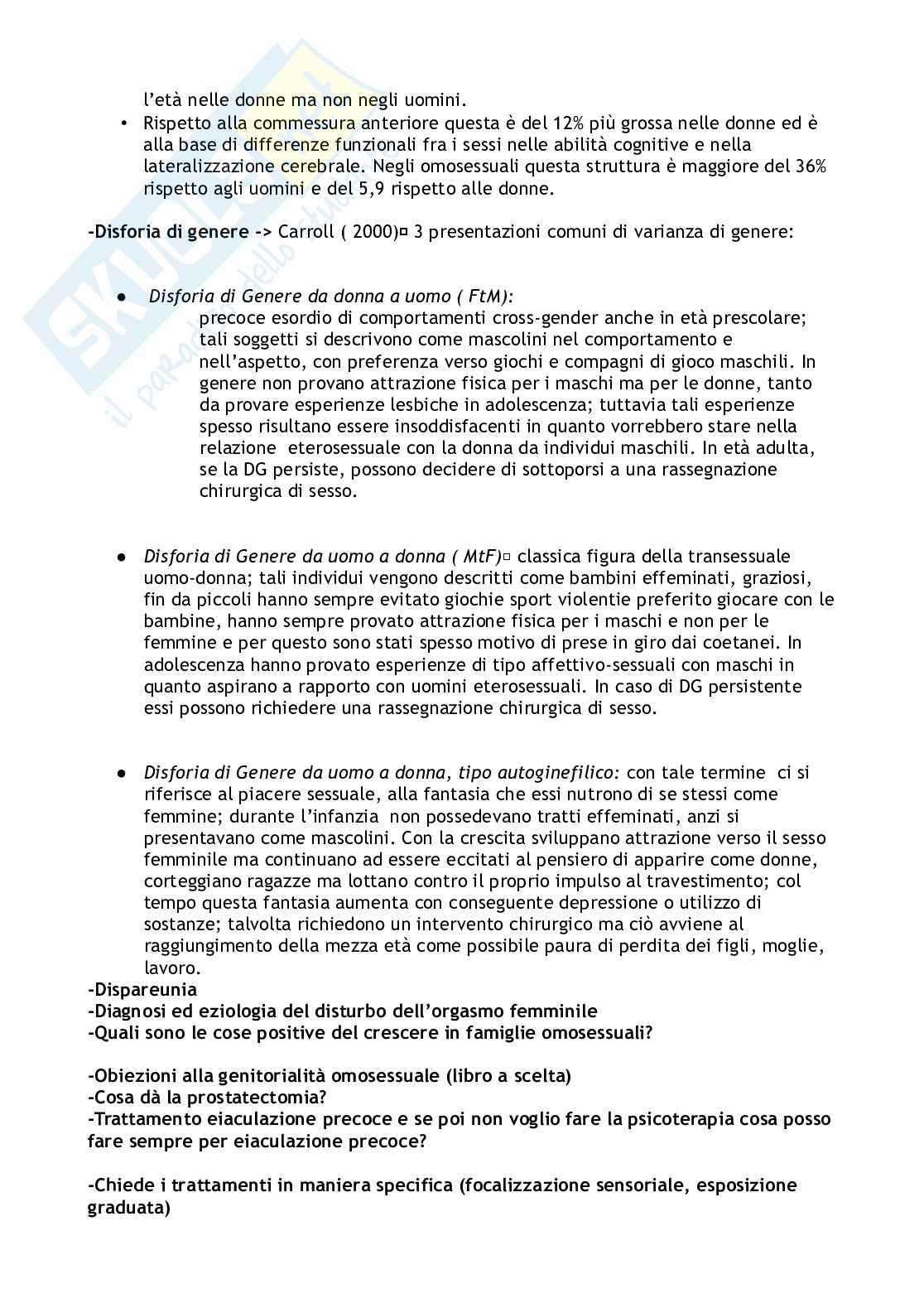 Domande Psicologia e Psicopatologia del comportamento sessuale Pag. 16