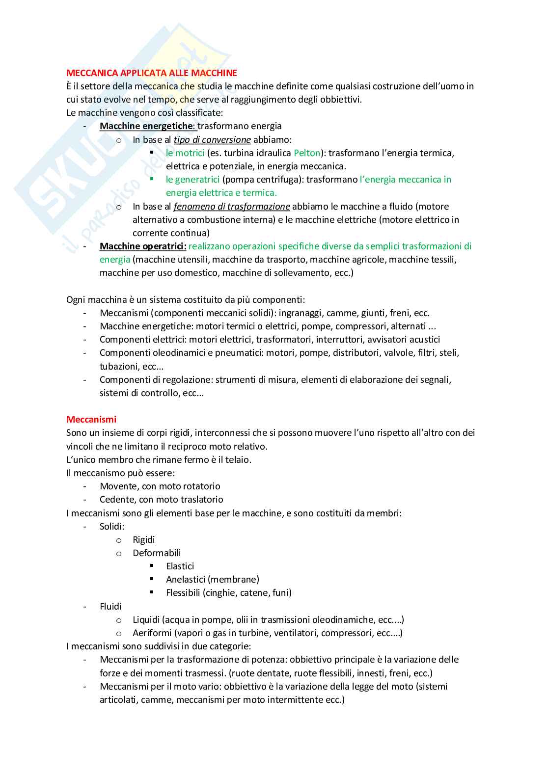 Lezioni di Meccanica applicata Pag. 1