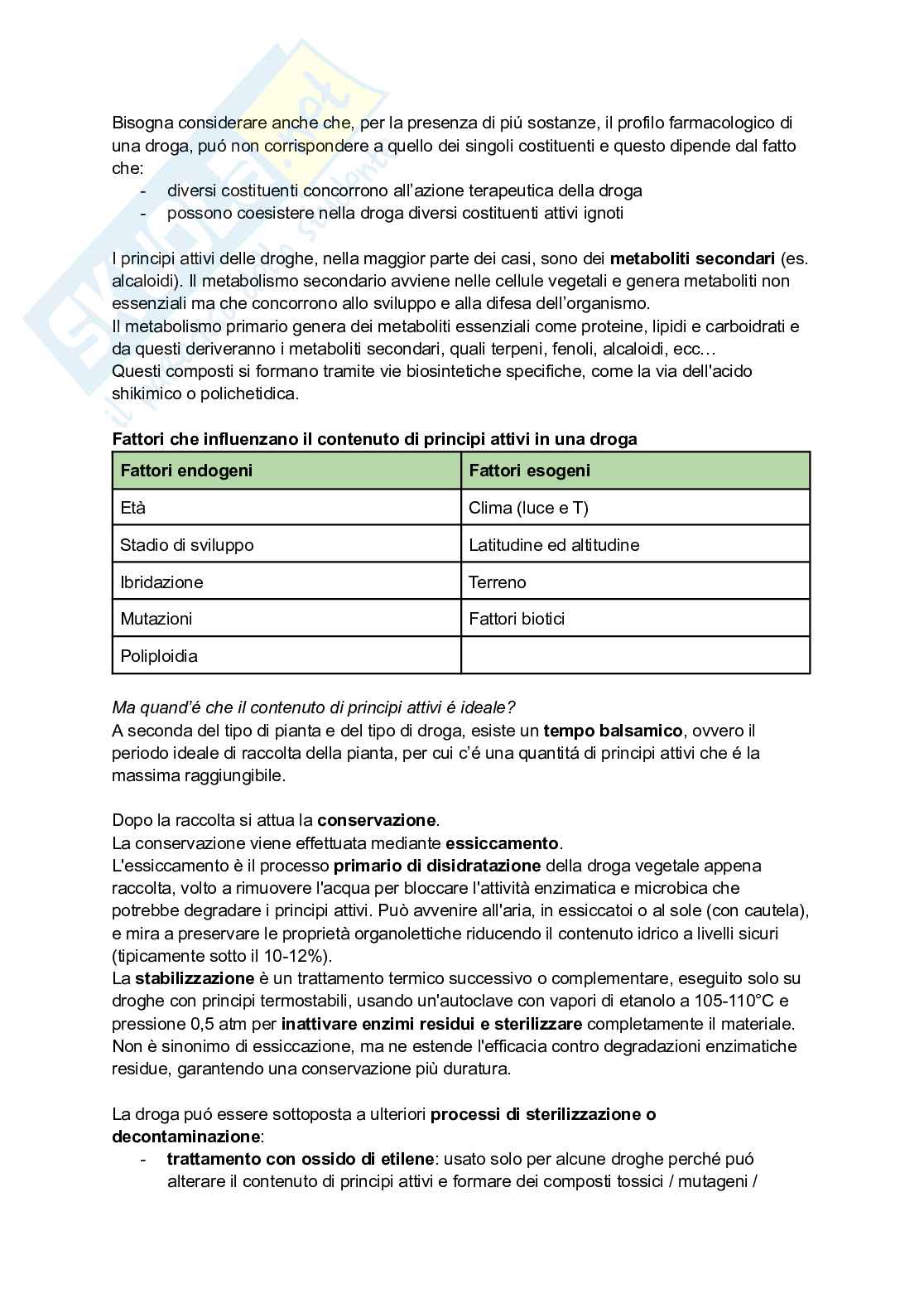 Appunti di Farmacognosia completi per preparazione esame  Pag. 6