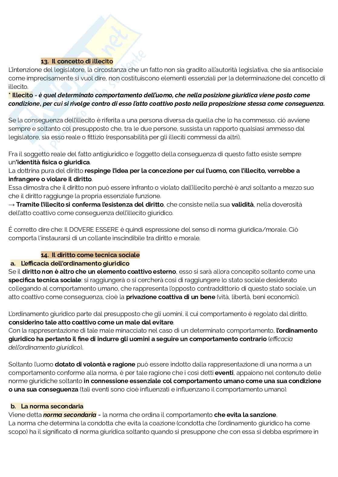 Riassunto esame Filosofia del diritto, Prof. Lottieri Carlo, libro consigliato Lineamenti di dottrina pura , Kelsen Pag. 11