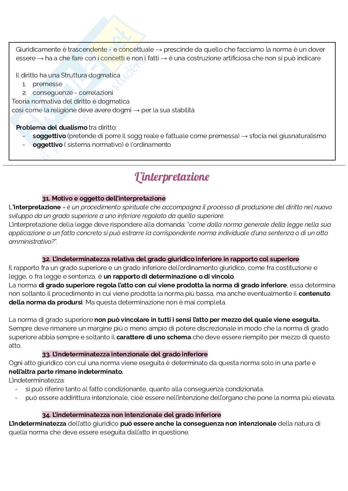Riassunto esame Filosofia del diritto, Prof. Lottieri Carlo, libro consigliato Lineamenti di dottrina pura , Kelsen Pag. 31