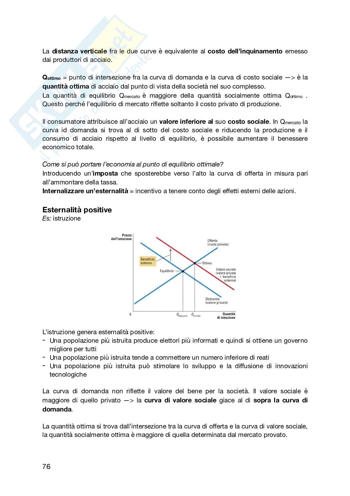 Riassunto esame Economia politica, Prof. Tassinari Mattia, libro consigliato L'essenziale di economia , Mankiw Pag. 76