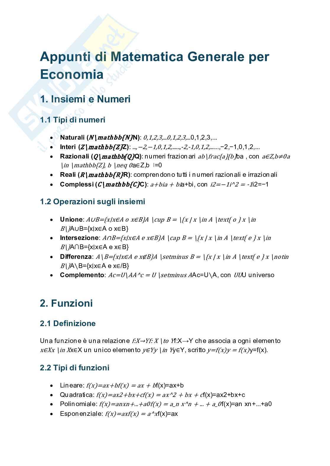 Matematica generale Pag. 1