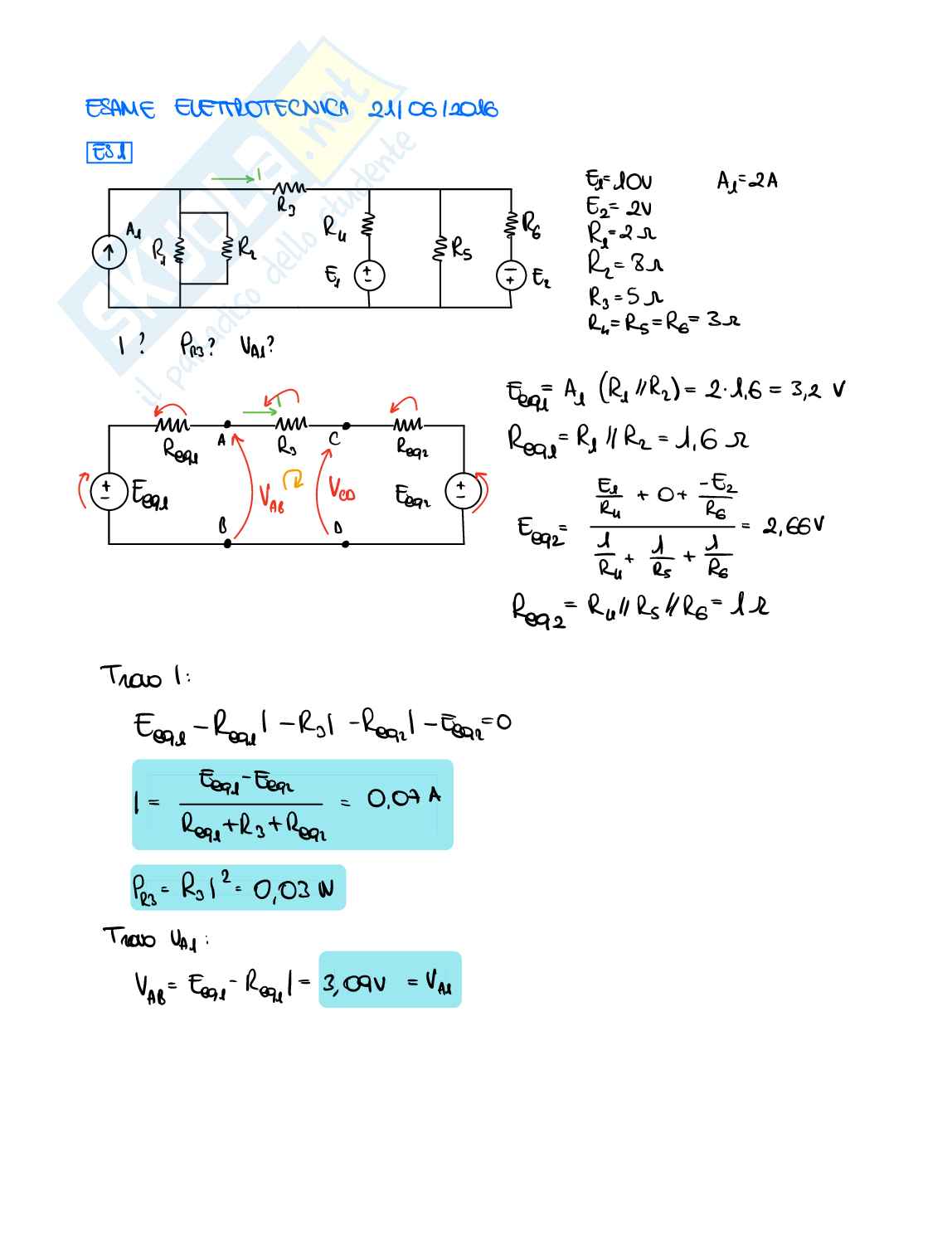 Esercizi circuiti elettrici Pag. 1
