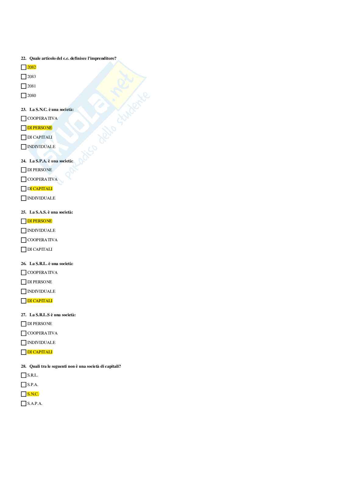 Paniere Economia e gestione delle imprese  - Risposte multiple - aggiornato (2025) Pag. 6